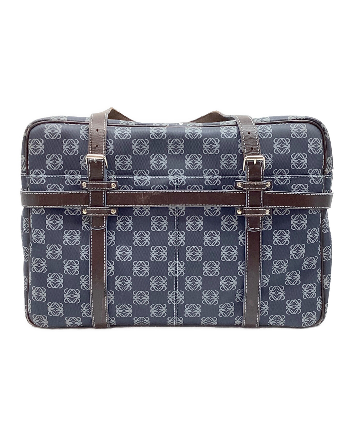 希少　ロエベ ボストンバック 2way　総柄 大容量 リピート柄 キャンバス 中古・古着通販】LOEWE (ロエベ) ボストンバッグ ネイビー｜ブランド