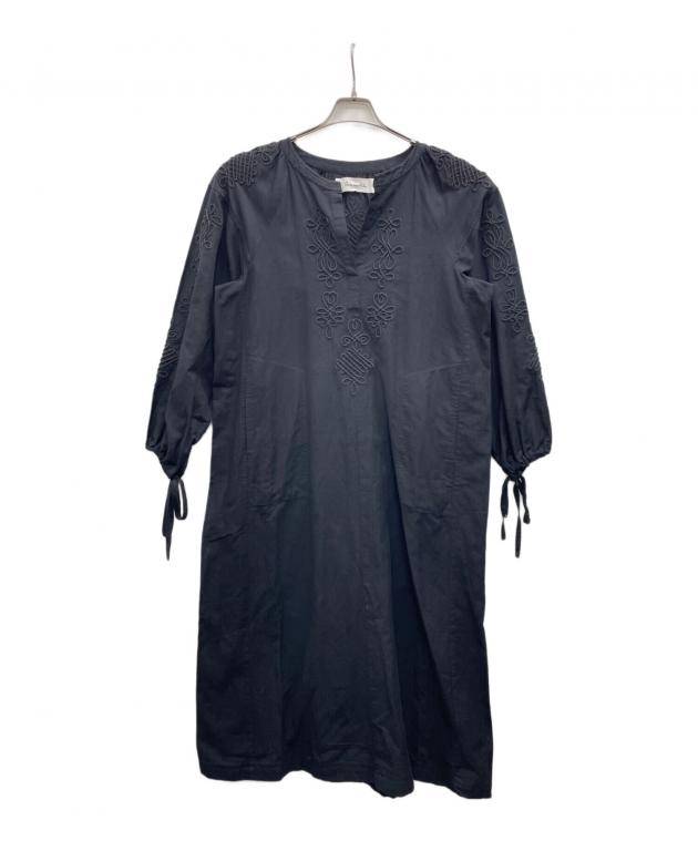 Sara Mallika 黒ブラック長袖刺繍ワンピース 中古・古着通販】sara mallika (サラマリカ) 長袖ワンピース ブラック
