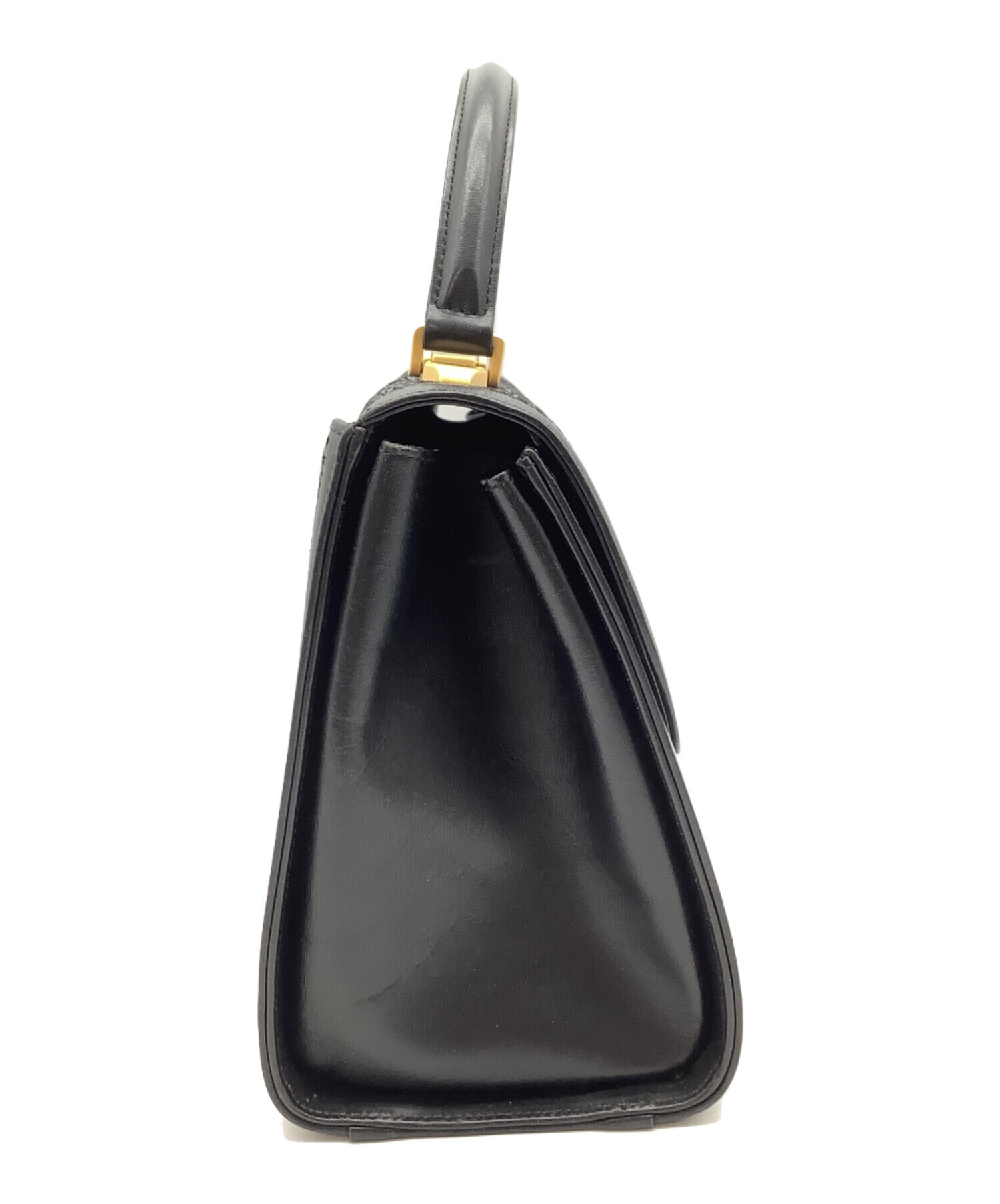 中古・古着通販】印傳屋 (インデンヤ) ハンドバッグ ブラック×ゴールド