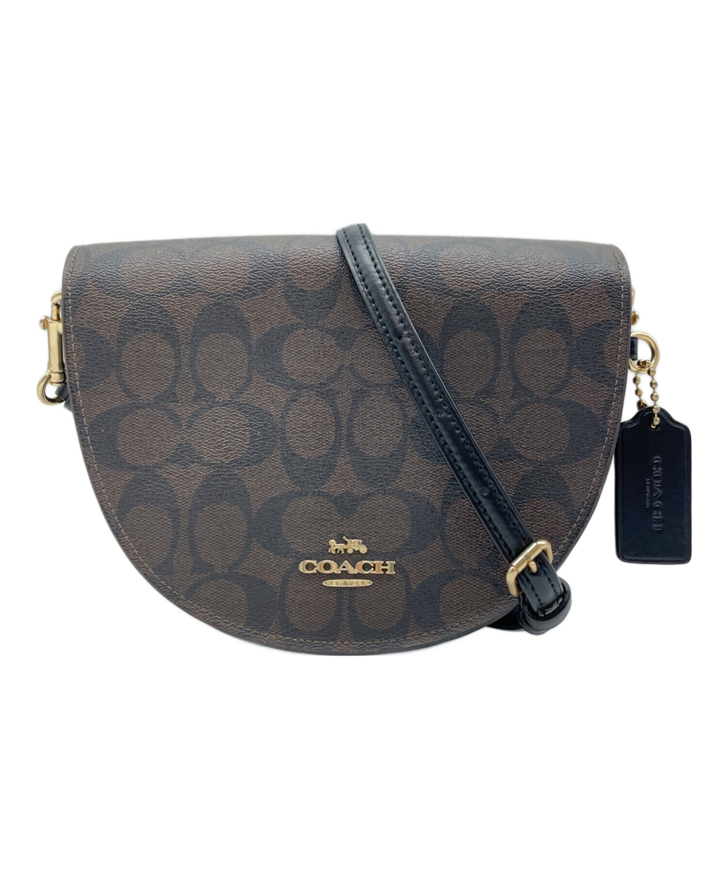 【未使用級】COACH　コーチ　ダークブラウン　ショルダーバッグ　シグネチャー 中古・古着通販】COACH (コーチ) シグネチャー ショルダーバッグ