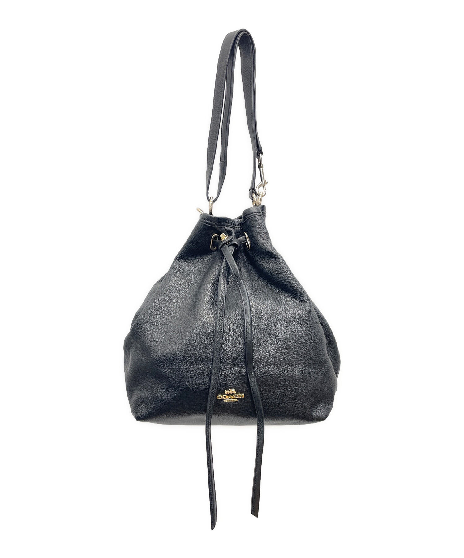 中古・古着通販】COACH (コーチ) 巾着ショルダーバッグ ブラック