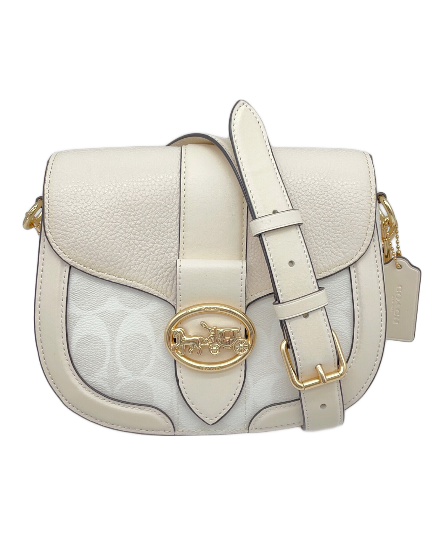 中古・古着通販】COACH (コーチ) ショルダーバッグ ベージュ×ホワイト 