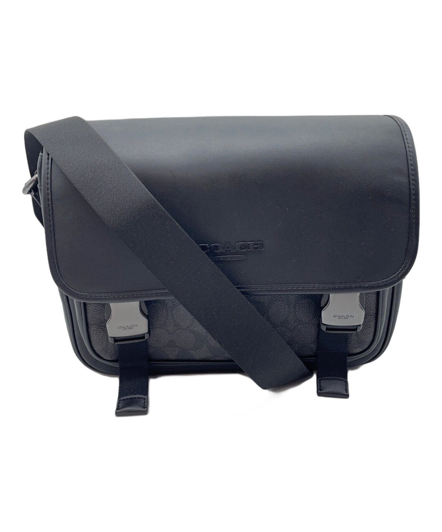 中古・古着通販】COACH (コーチ) フラップショルダーバッグ ブラック