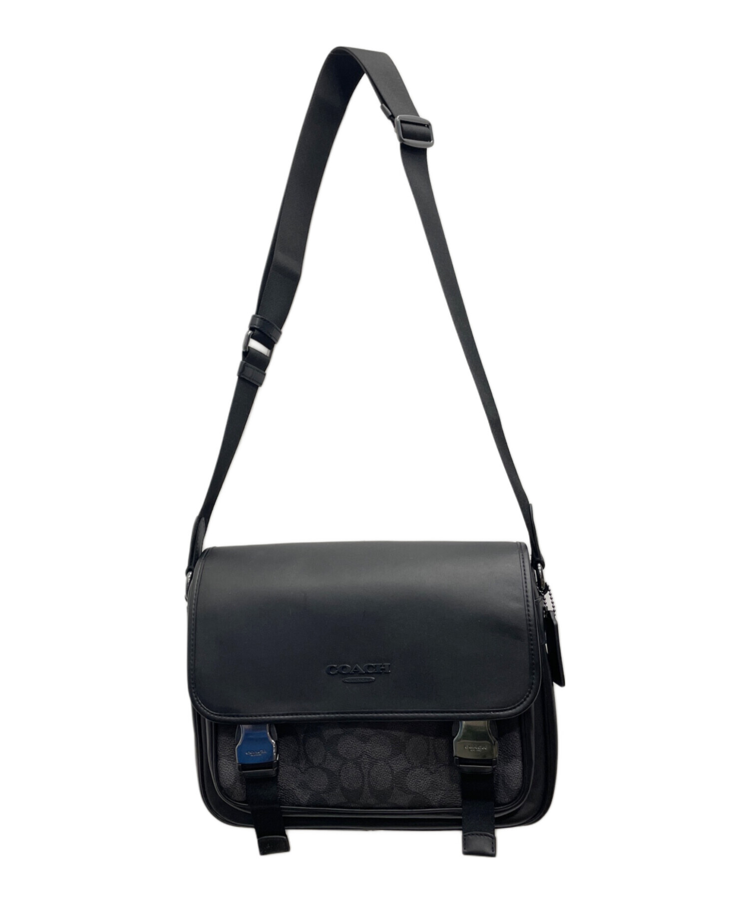 中古・古着通販】COACH (コーチ) フラップショルダーバッグ ブラック