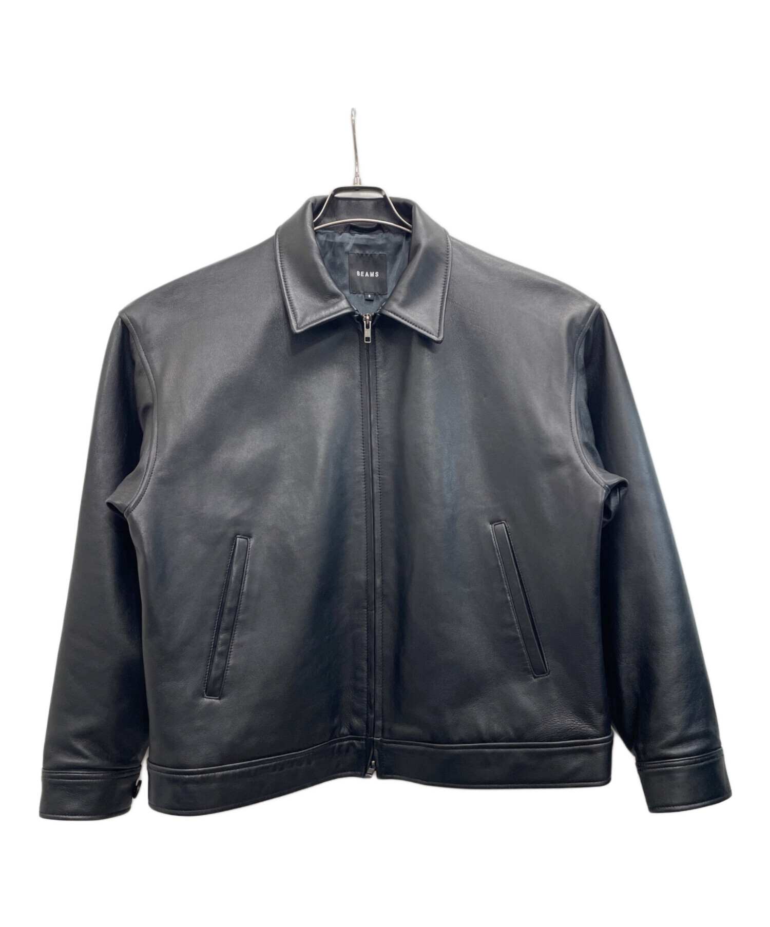 中古・古着通販】BEAMS (ビームス) ラムレザージップブルゾン ブラック