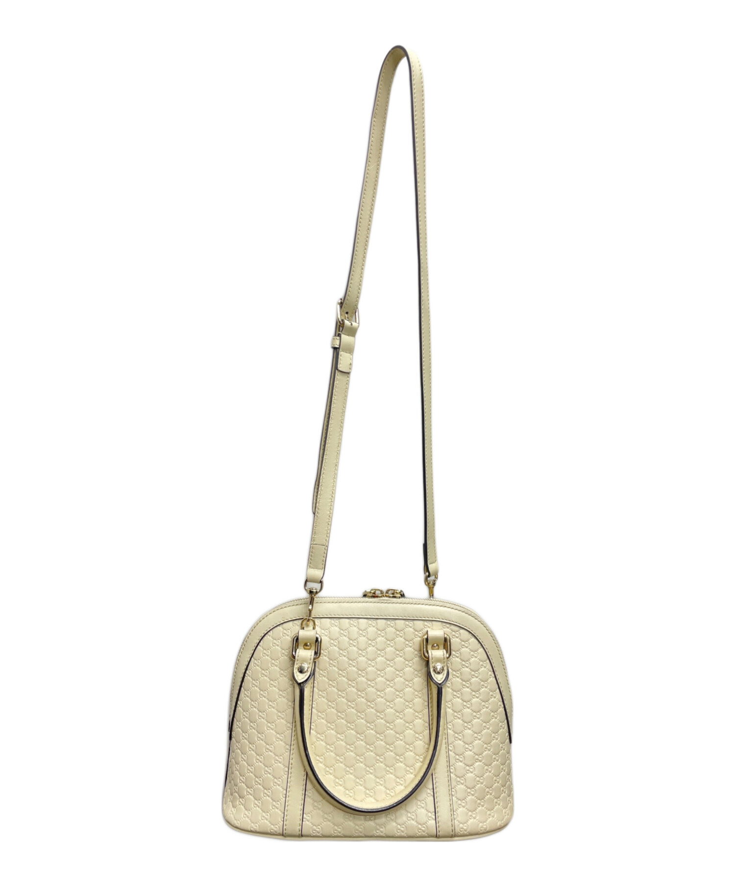 GUCCI GGパターン ハンドバッグ ベージュ/ホワイト 中古・古着通販】GUCCI (グッチ) 2WAYバッグ マイクロGG ベージュ