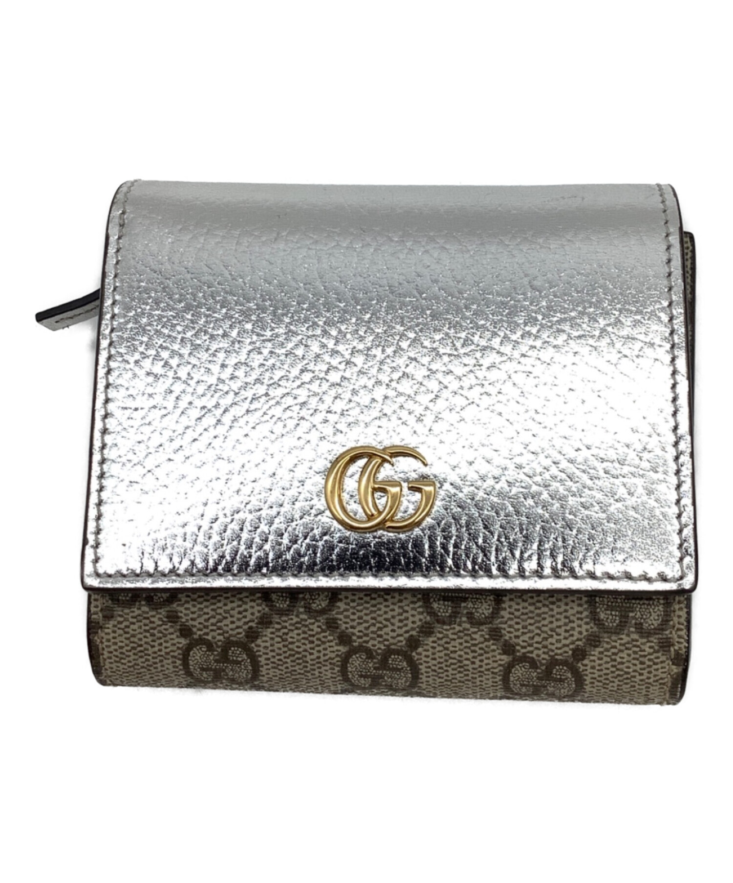 中古・古着通販】GUCCI (グッチ) GGマーモント 2つ折り財布 ベージュ