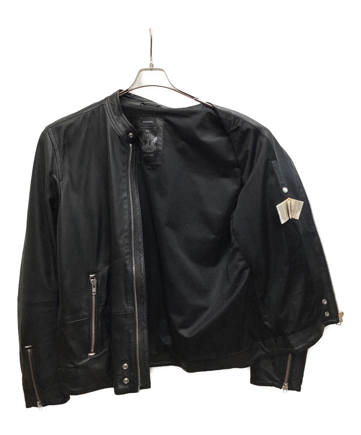 DIESEL ブラック ジャケット XL 羊革100% 中古・古着通販】DIESEL (ディーゼル) レザージャケット ブラック