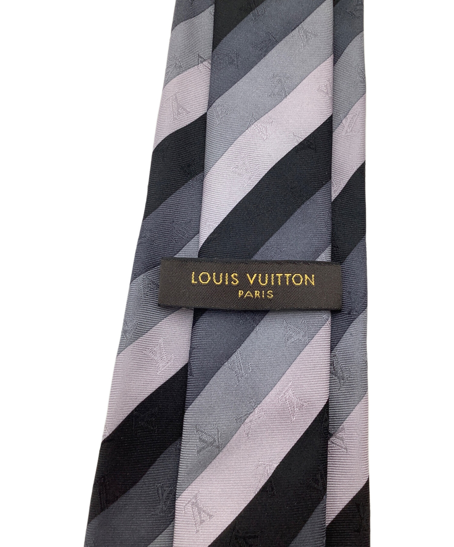 LOUIS VUITTON ネクタイ ストライプ グレー 中古・古着通販】LOUIS VUITTON (ルイ ヴィトン) ネクタイ ブラック