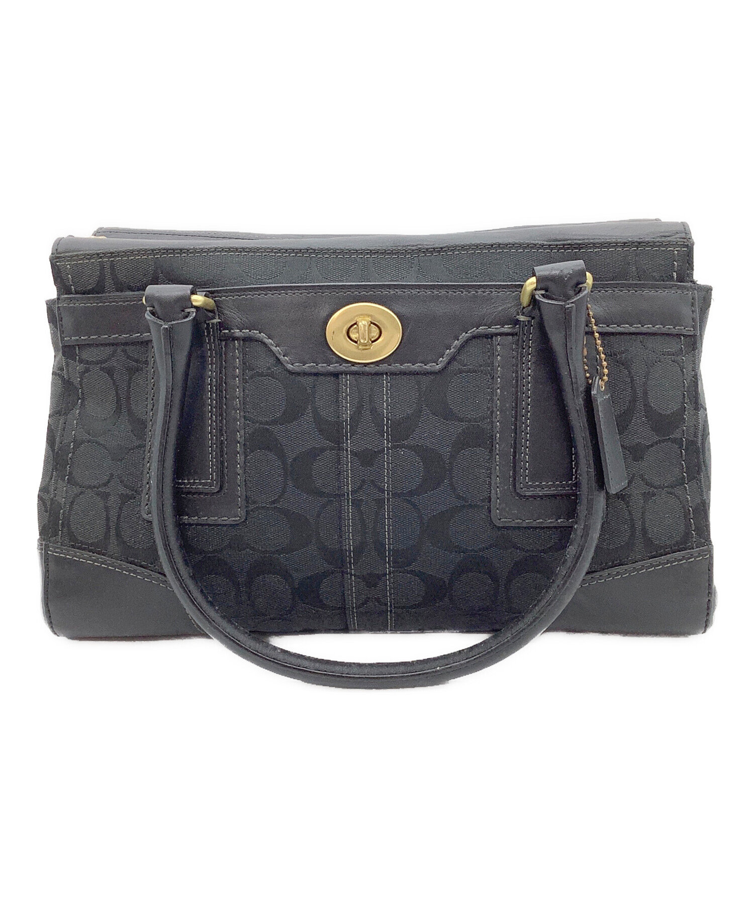中古・古着通販】COACH (コーチ) シグネチャーハンドバッグ ブラック
