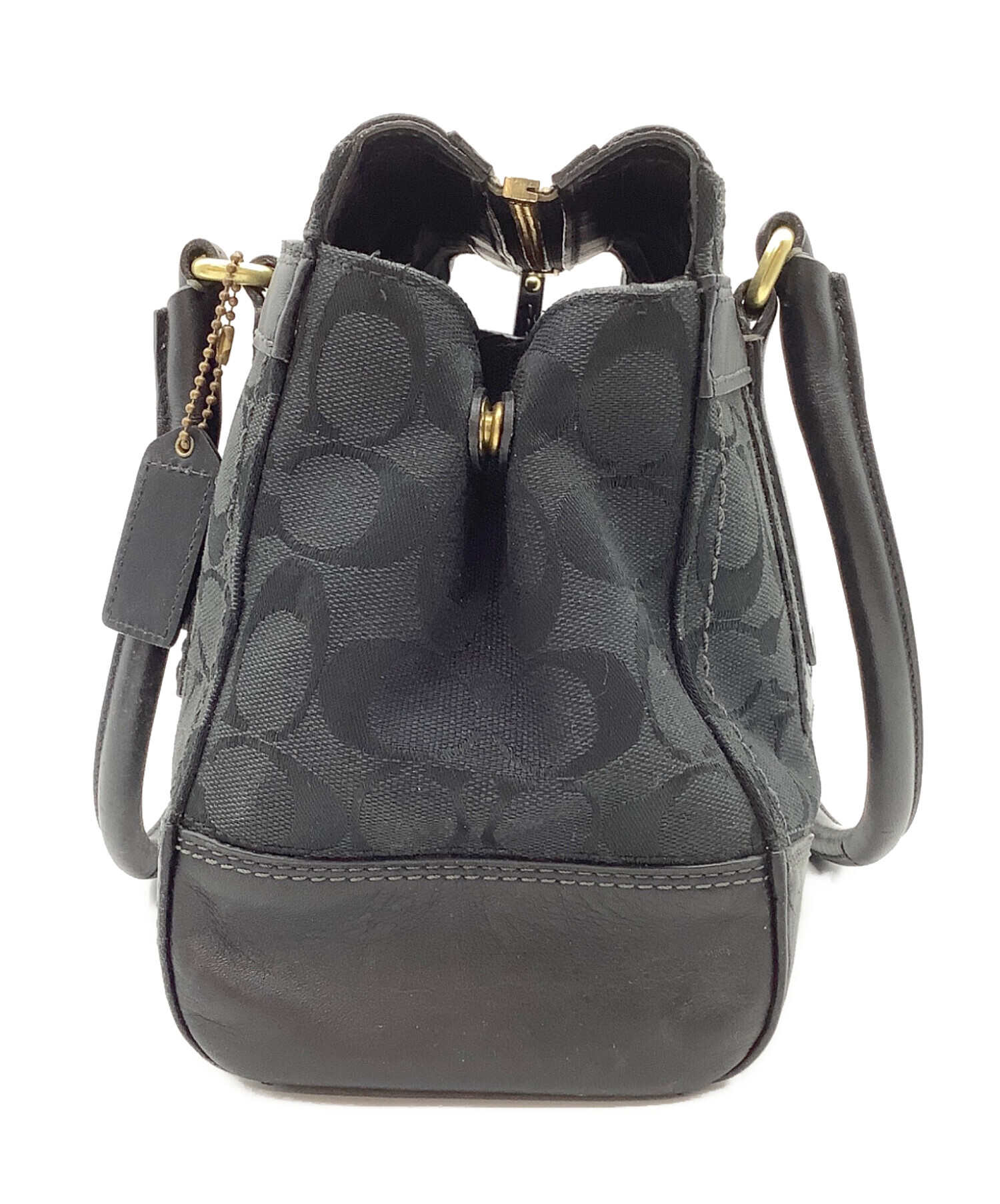 ★COACH コーチ シグネチャー ハンドバッグ 黒 11062 中古・古着通販】COACH (コーチ) シグネチャーハンドバッグ ブラック