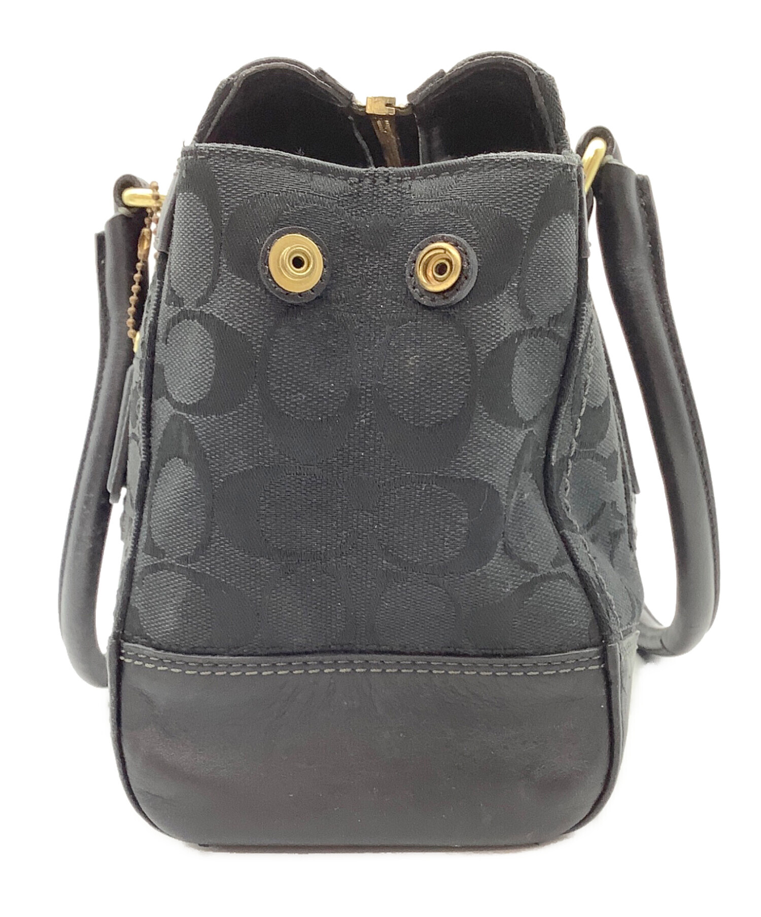 中古・古着通販】COACH (コーチ) シグネチャーハンドバッグ ブラック