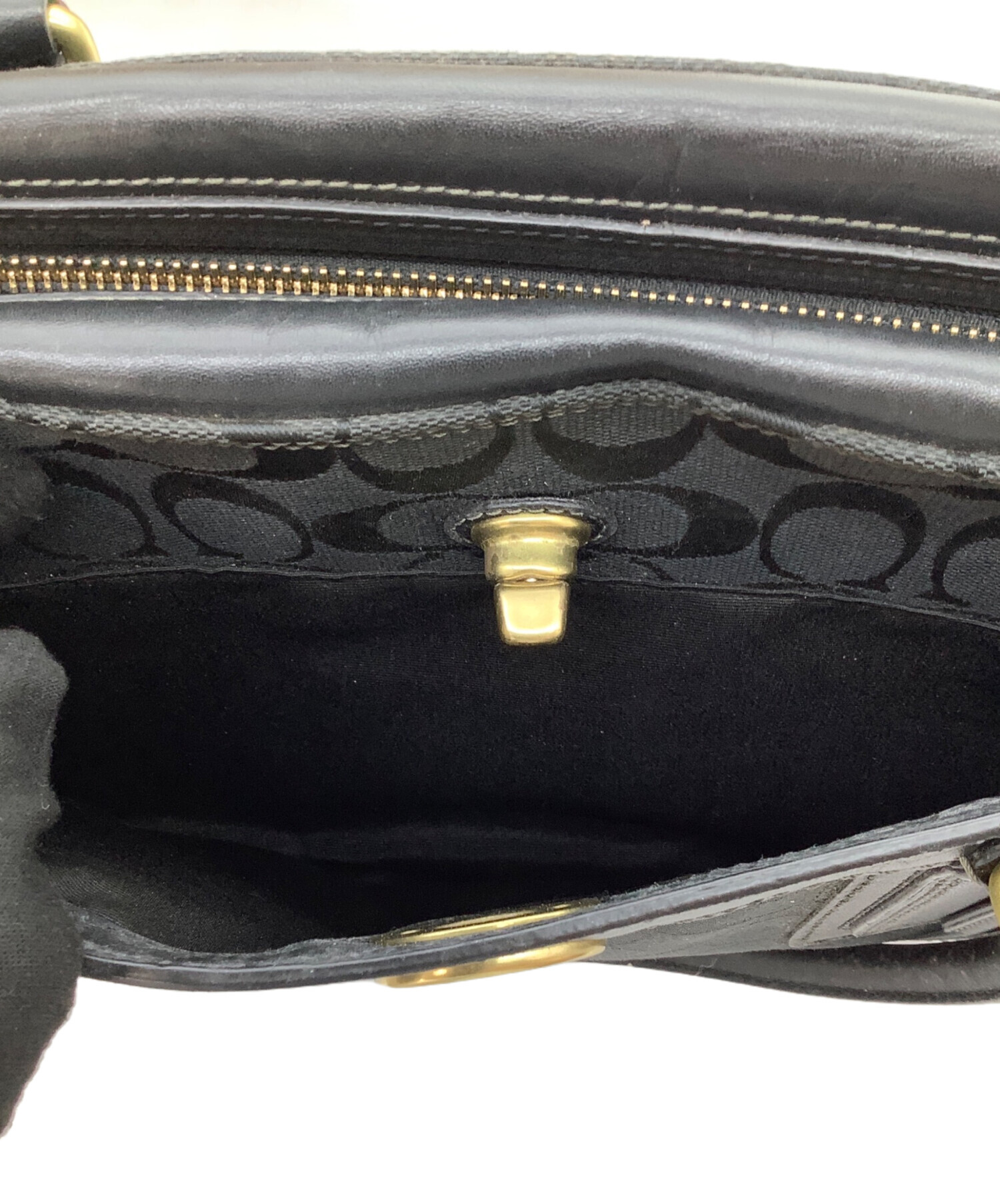 中古・古着通販】COACH (コーチ) シグネチャーハンドバッグ ブラック