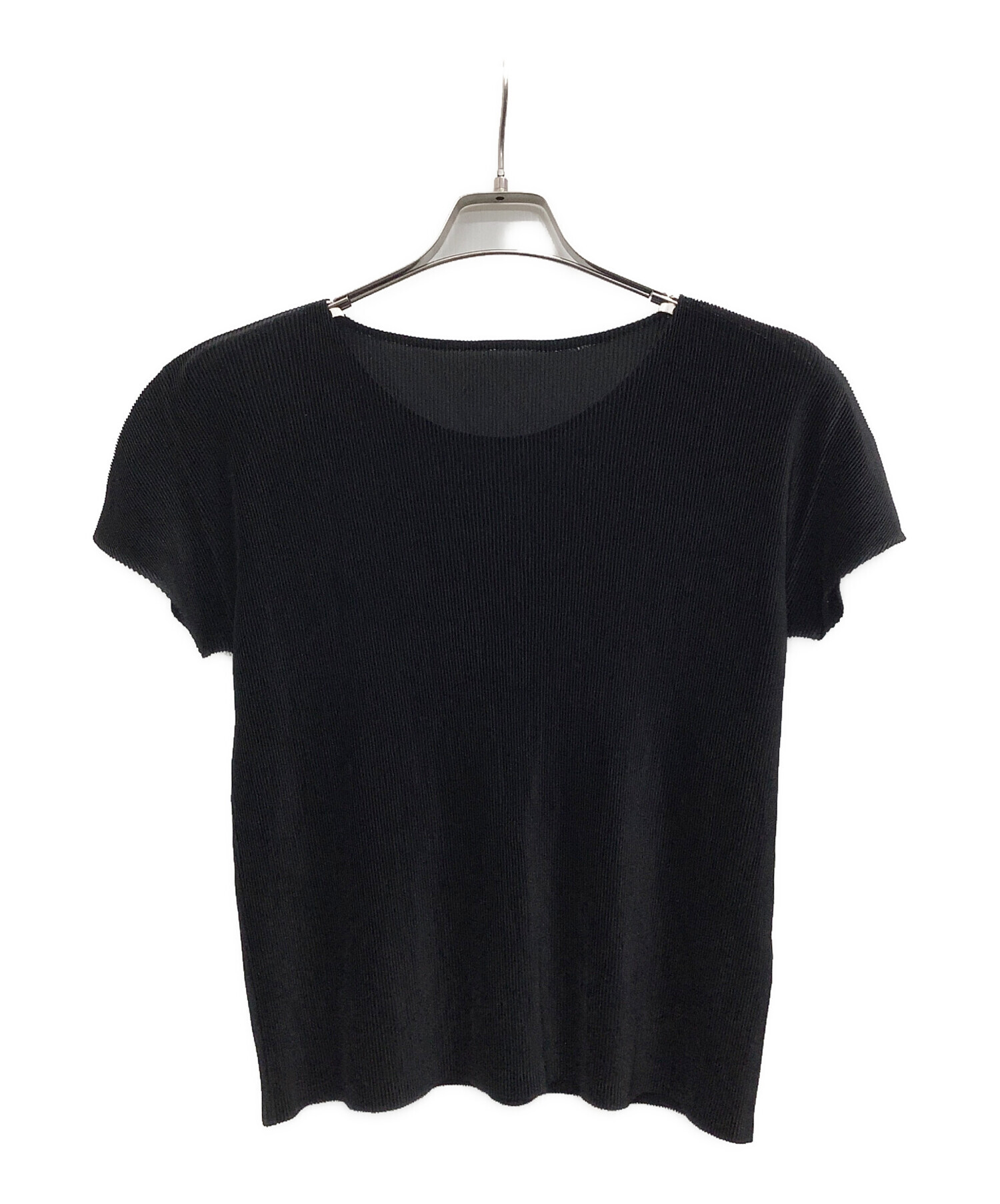 pletas please 半袖カットソー PLEATS PLEASE半袖ブラウス ブラック PLEASE PLEATS ISSEY 半袖