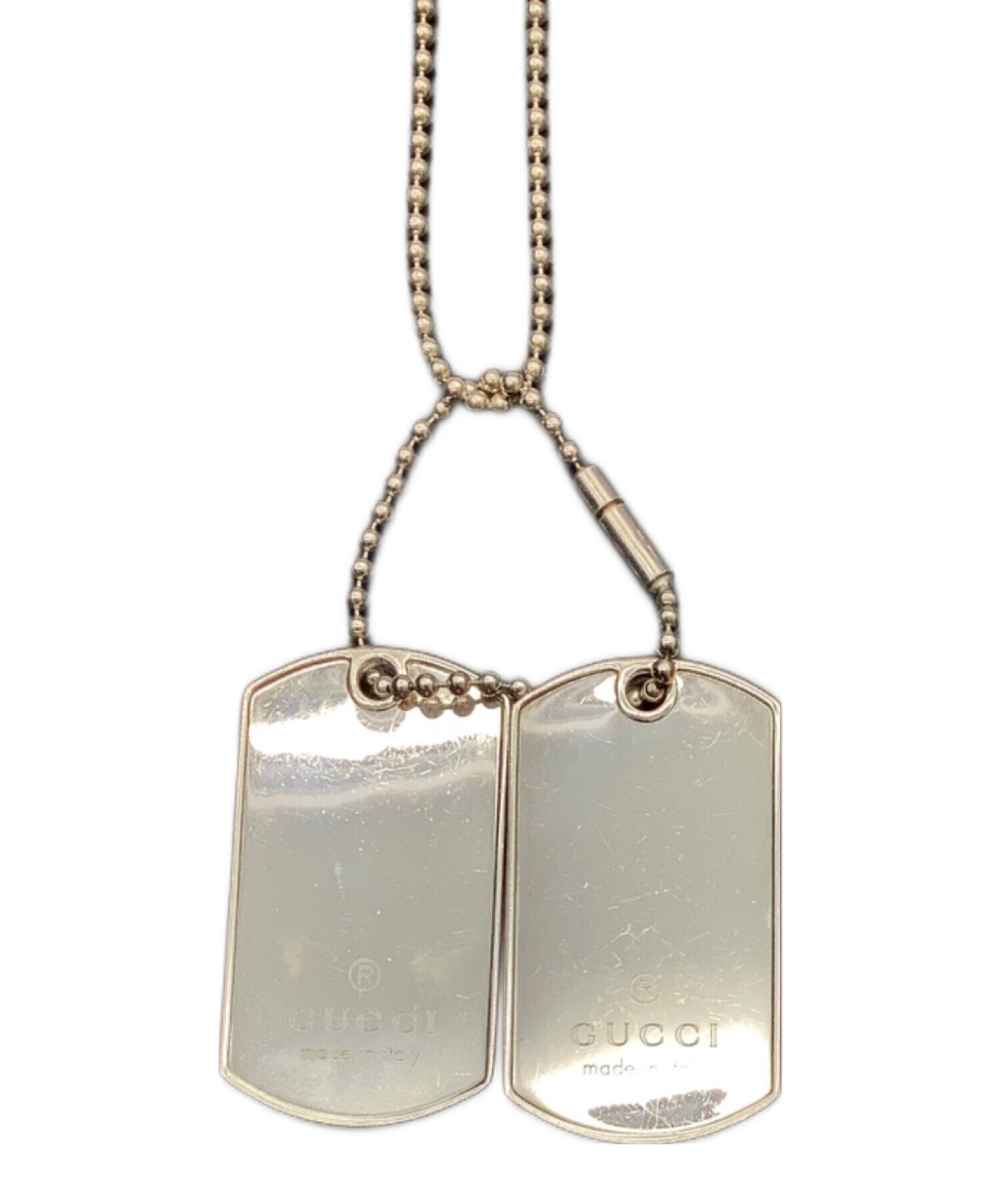 中古・古着通販】GUCCI (グッチ) ダブルドッグタグ ネックレス ボール