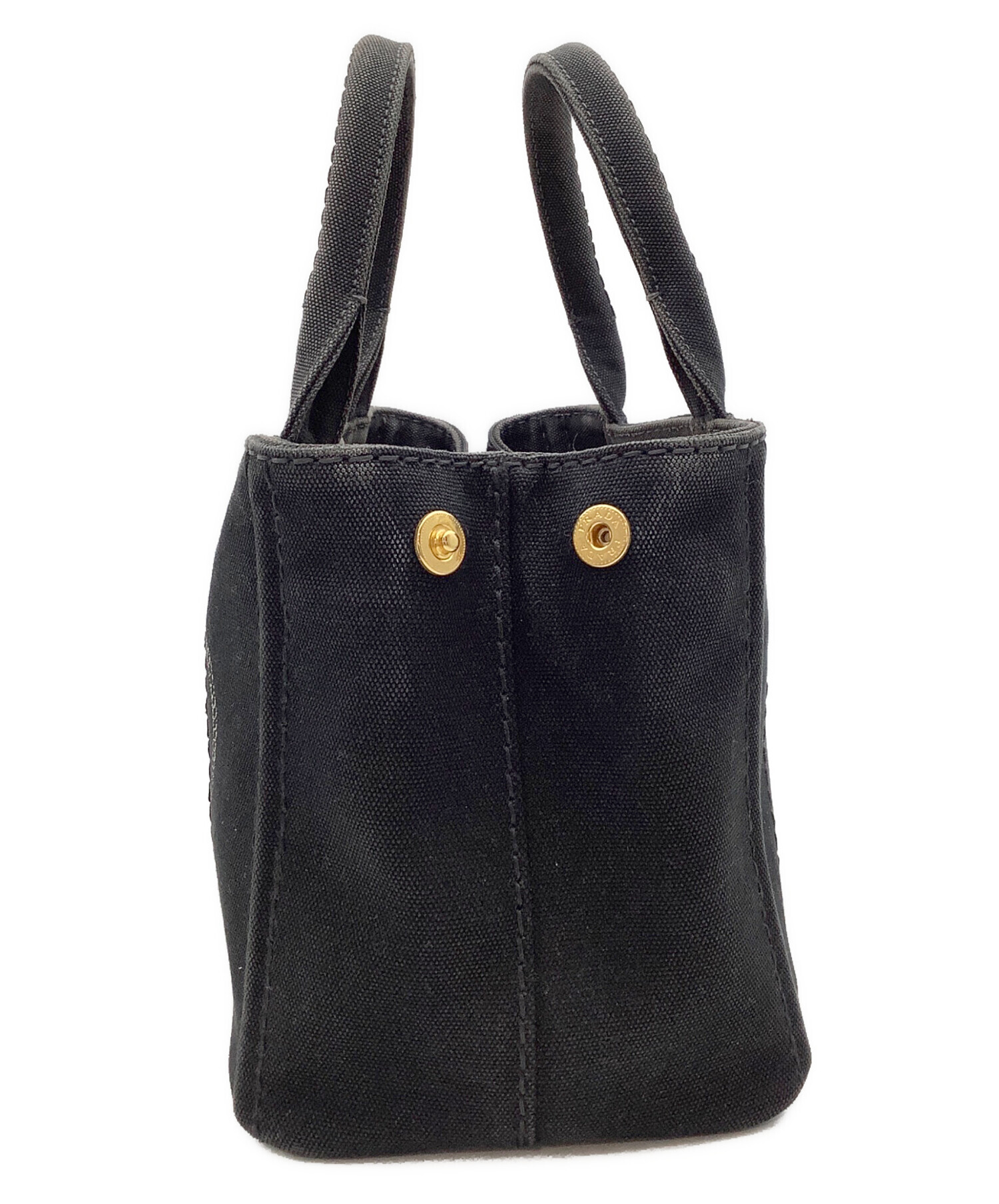 PRADA キャンバス トートバッグ ブラック 中古・古着通販】PRADA (プラダ) キャンバストートバッグ ブラック