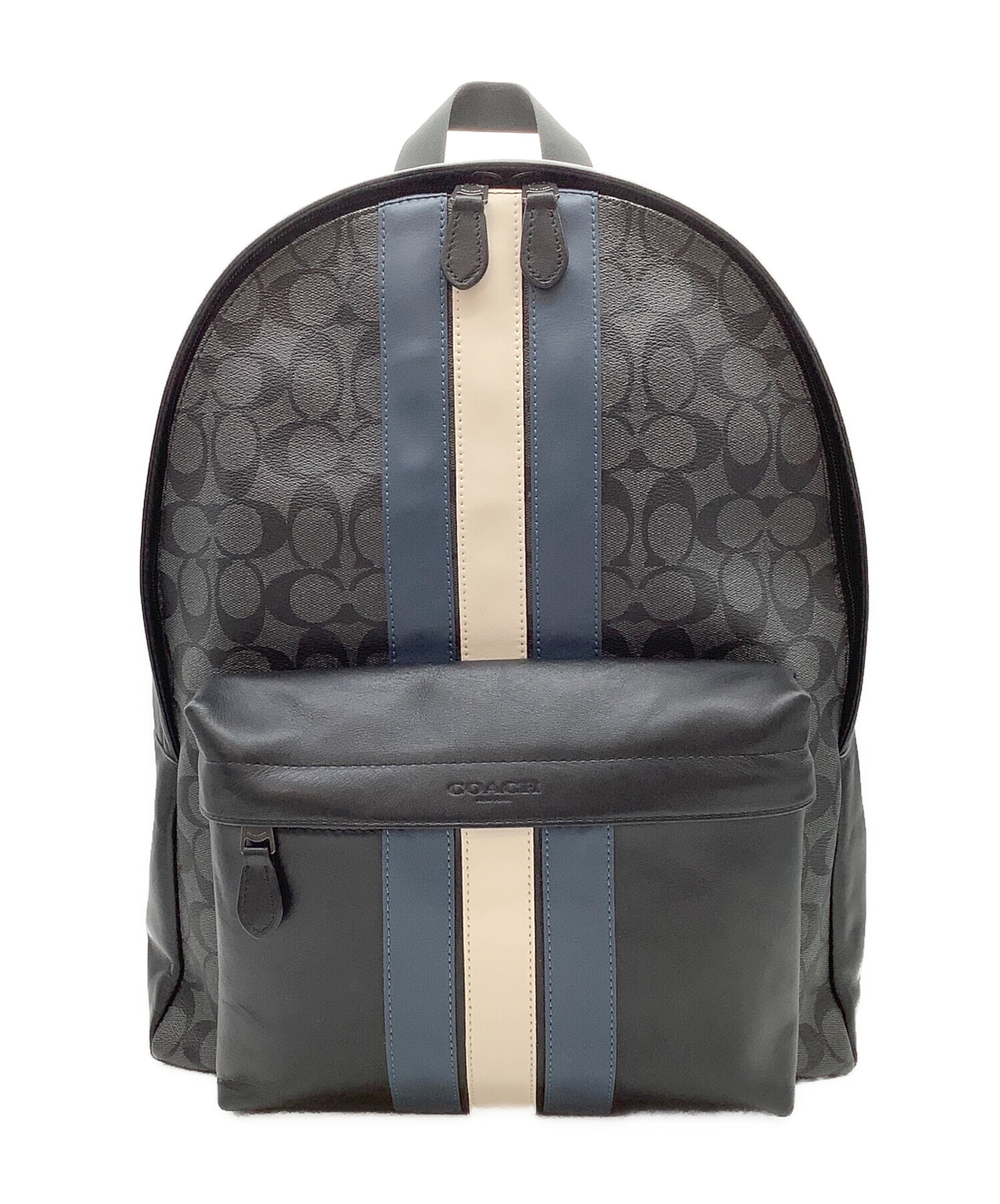 COACH リュック　クリオ　シグネチャー　デニム　タッセル　フラップ　ネイビー 中古・古着通販】COACH (コーチ) リュック シグネチャー ネイビー