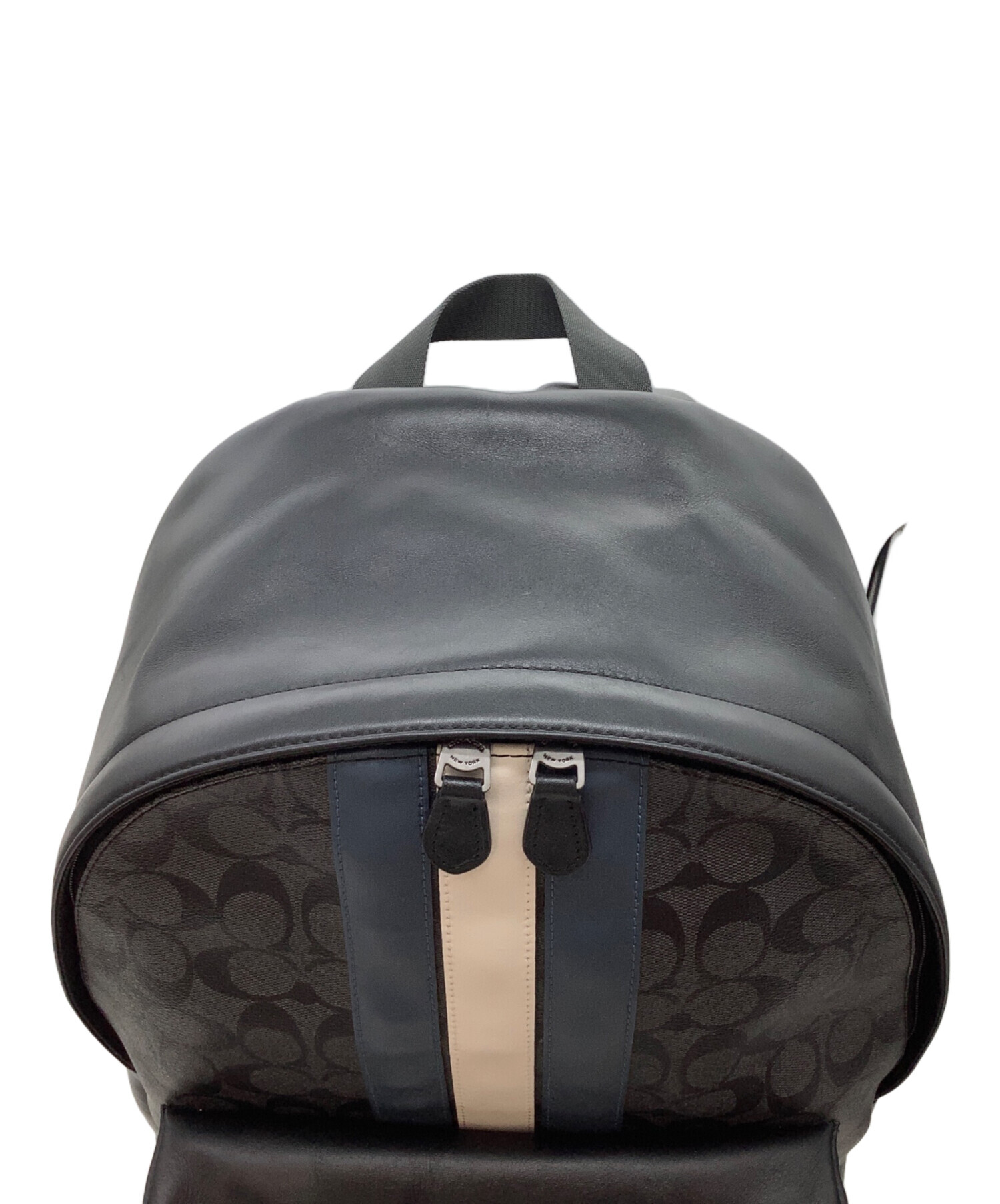 中古・古着通販】COACH (コーチ) リュック シグネチャー ネイビー