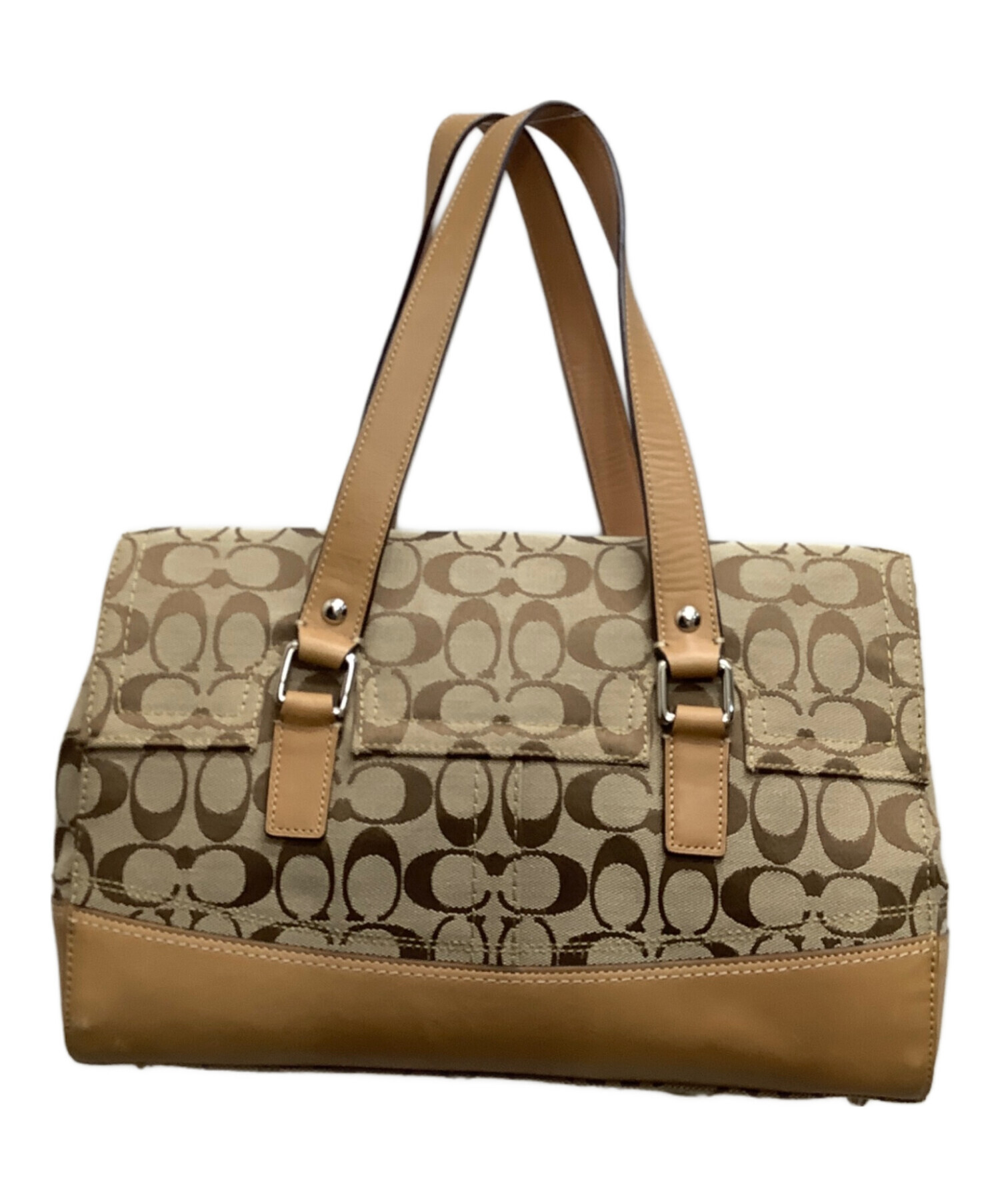 COACH ビジネスバッグ ベージュ 中古・古着通販】COACH (コーチ) ハンプトンズ シグネチャー
