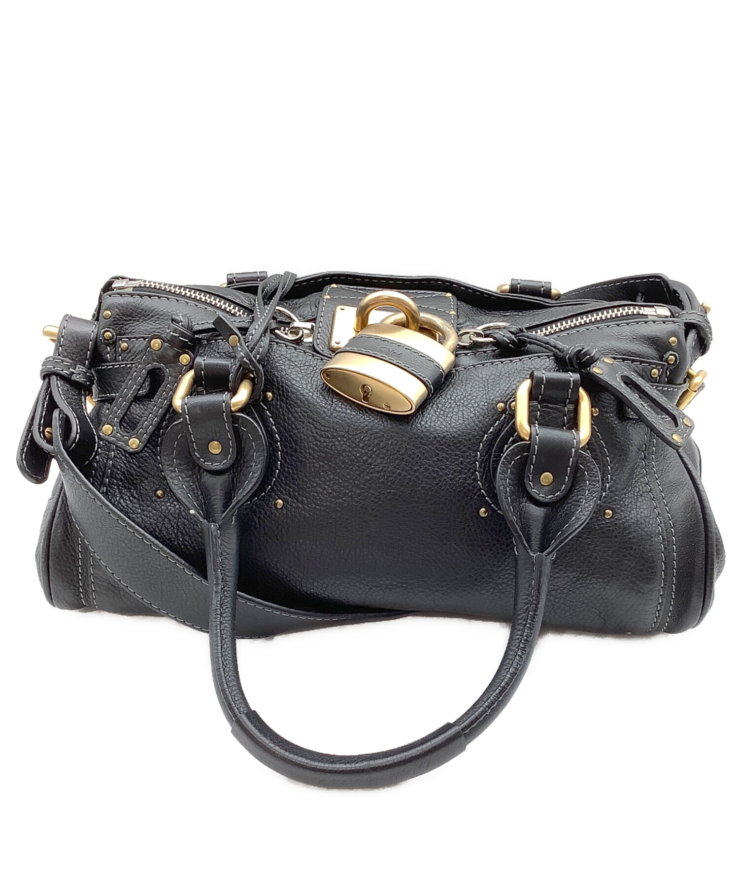 Chloe クロエ アビー 2wayショルダーバッグ パディントン ロゴ　黒 中古・古着通販】Chloe (クロエ) パディントン 2WAYバッグ ブラック