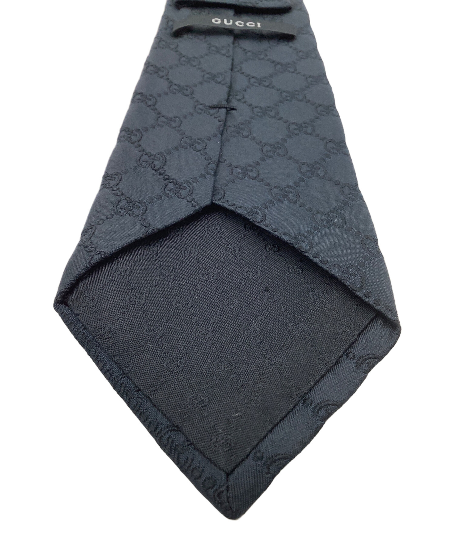 【未使用に近い】GUCCI ネクタGG柄　シルク　高級　ネクタイ　ブラック 未使用に近い】GUCCI ネクタGG柄 シルク 高級 ネクタイ ブラック