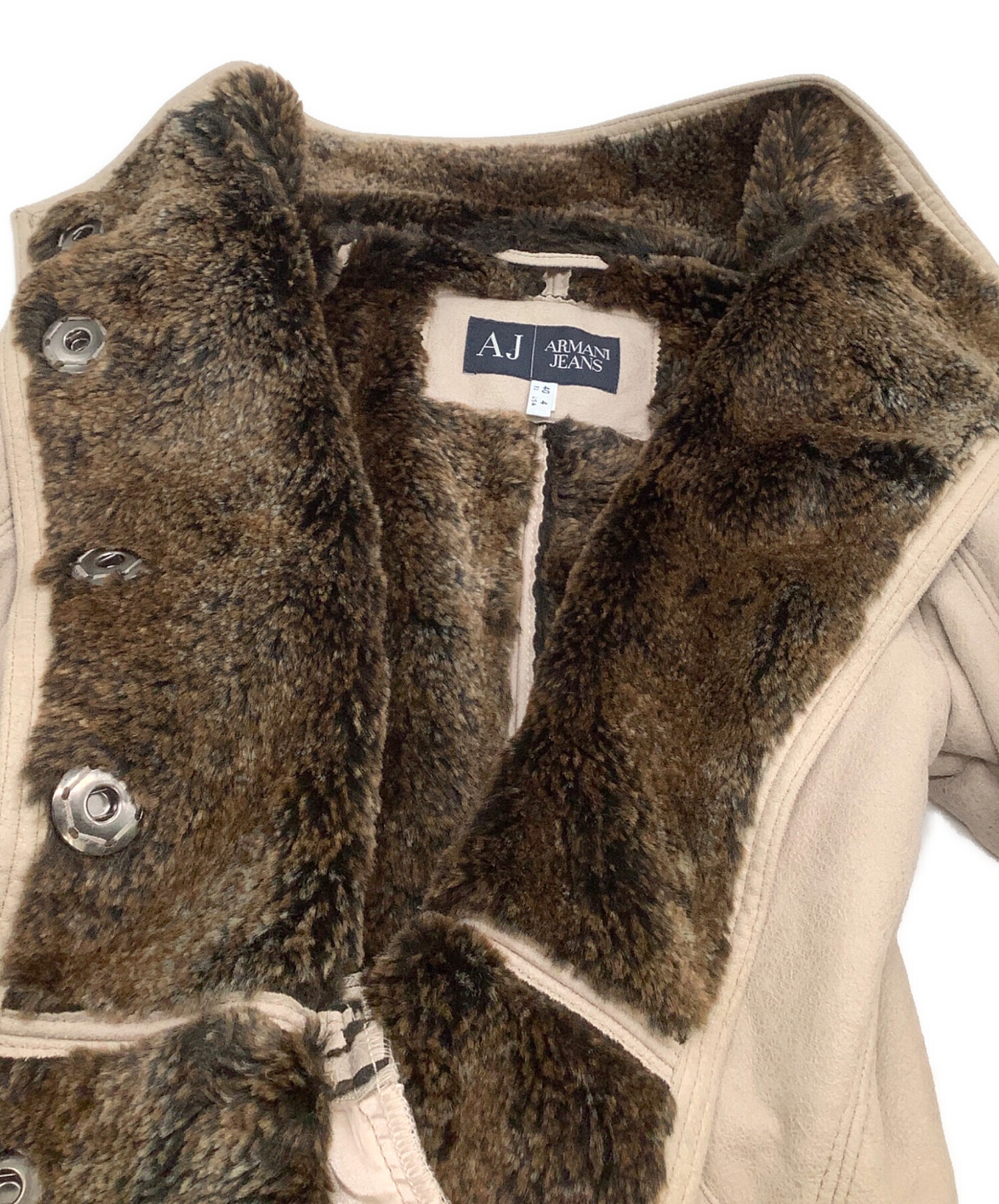 ◆未使用級◆アルマーニジーンズ　フェイクファー ムートンコート ロングコート M ◇未使用級◇アルマーニジーンズ フェイクファー ムートンコート