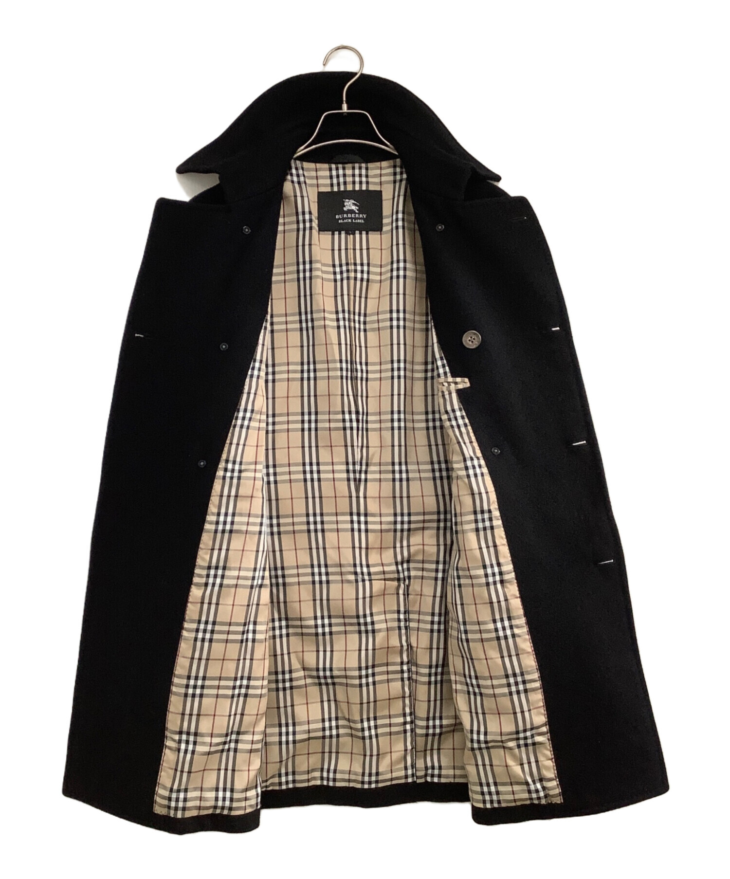 バーバリーブラックレーベル カシミヤ混 Pコート M ダブル 裏地