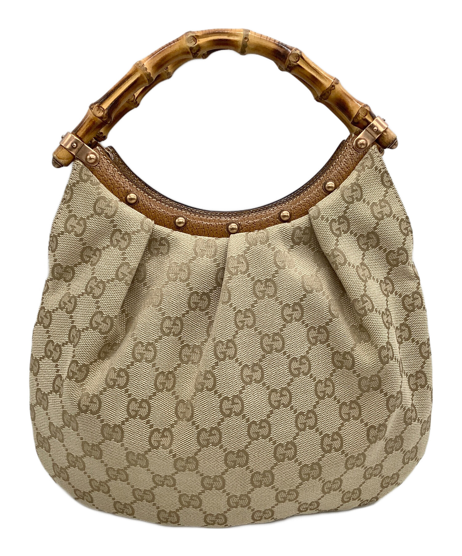 中古・古着通販】GUCCI (グッチ) ハンドバッグ バンブー ベージュ