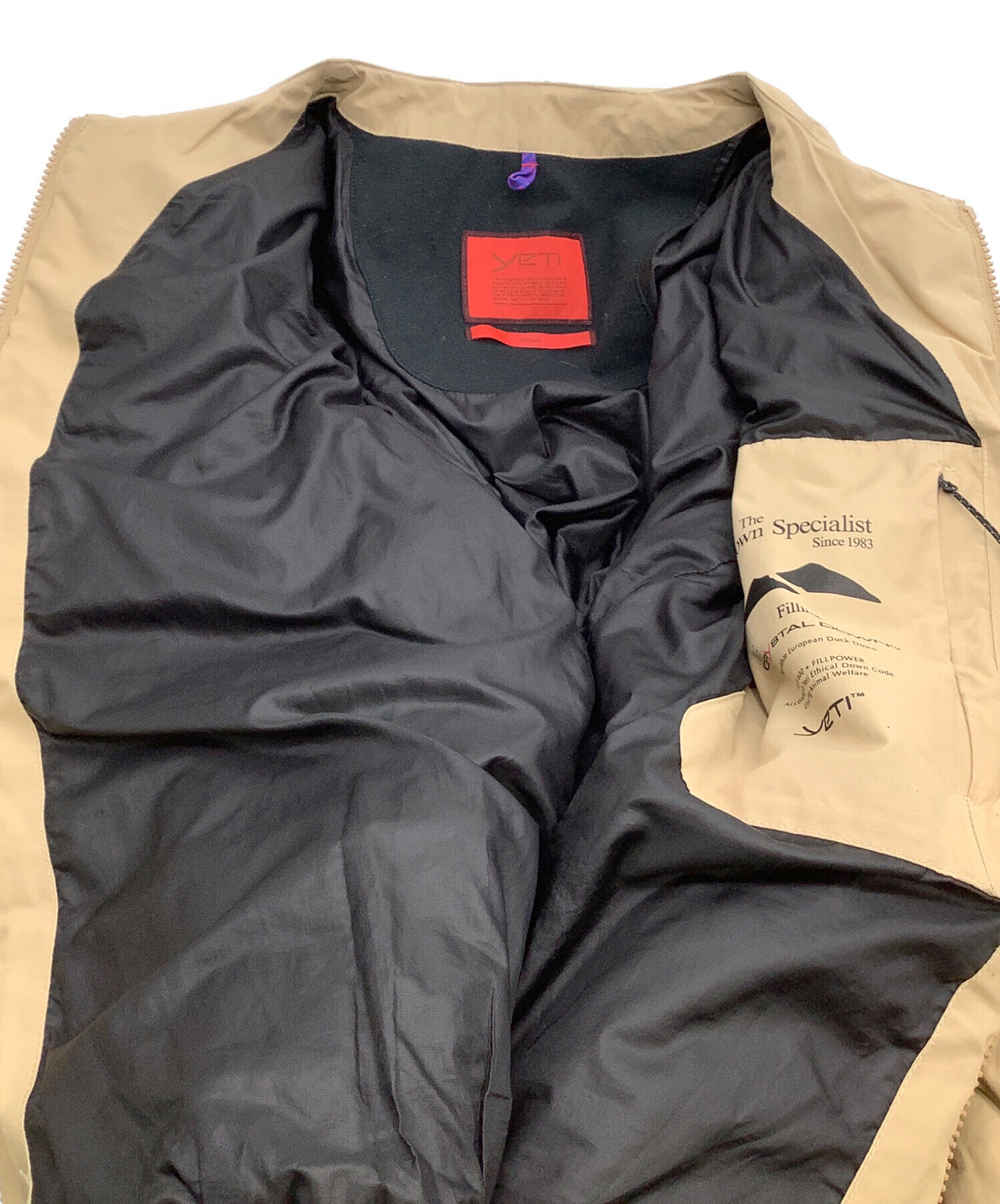 中古・古着通販】Yeti (イエティ) COLLARLESS DOWN JACKET ベージュ 