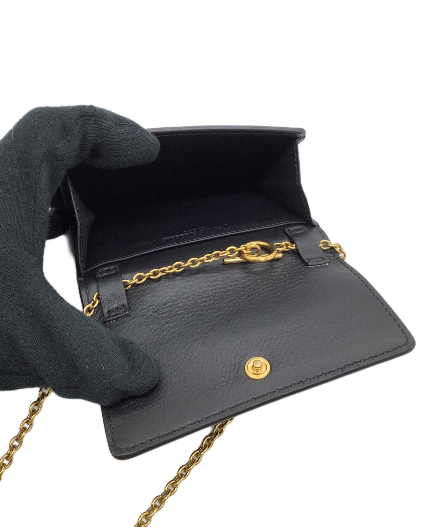 【未使用級】ジェイアンドエムデヴィッドソン　チェーンウォレット　ブラック　レザー 中古・古着通販】J&M DAVIDSON (ジェイ＆エム デヴィッドソン