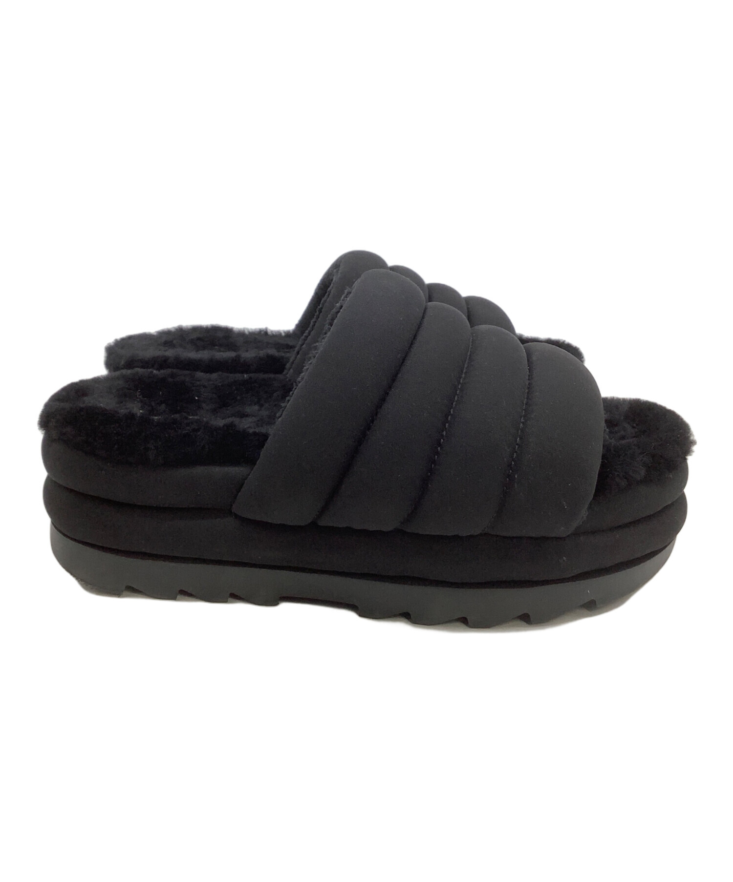中古・古着通販】UGG (アグ) シープスキンファーサンダル ブラック