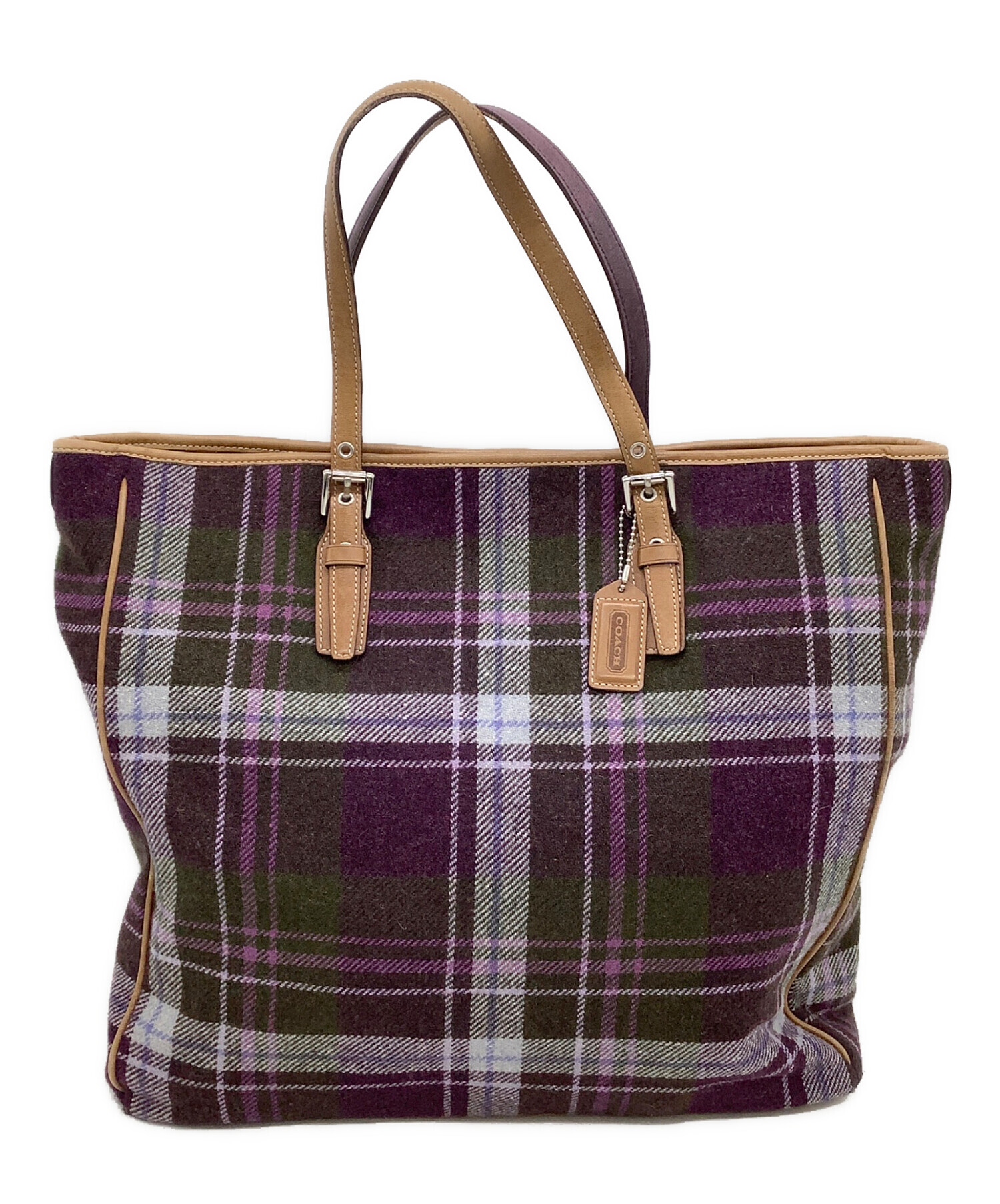 中古・古着通販】COACH (コーチ) トートバッグ チェック パープル 