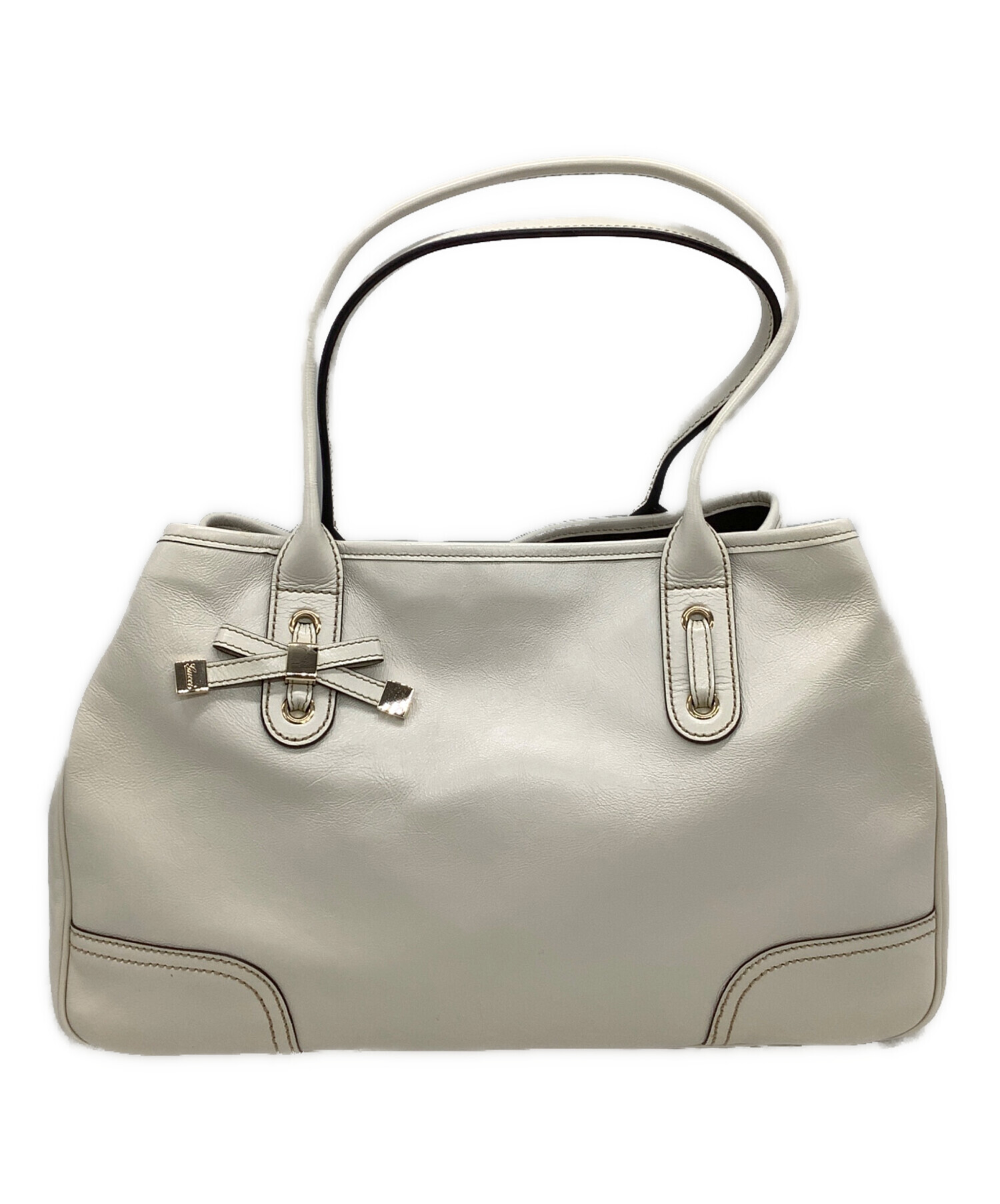 中古・古着通販】GUCCI (グッチ) トートバッグ リボン ホワイト 