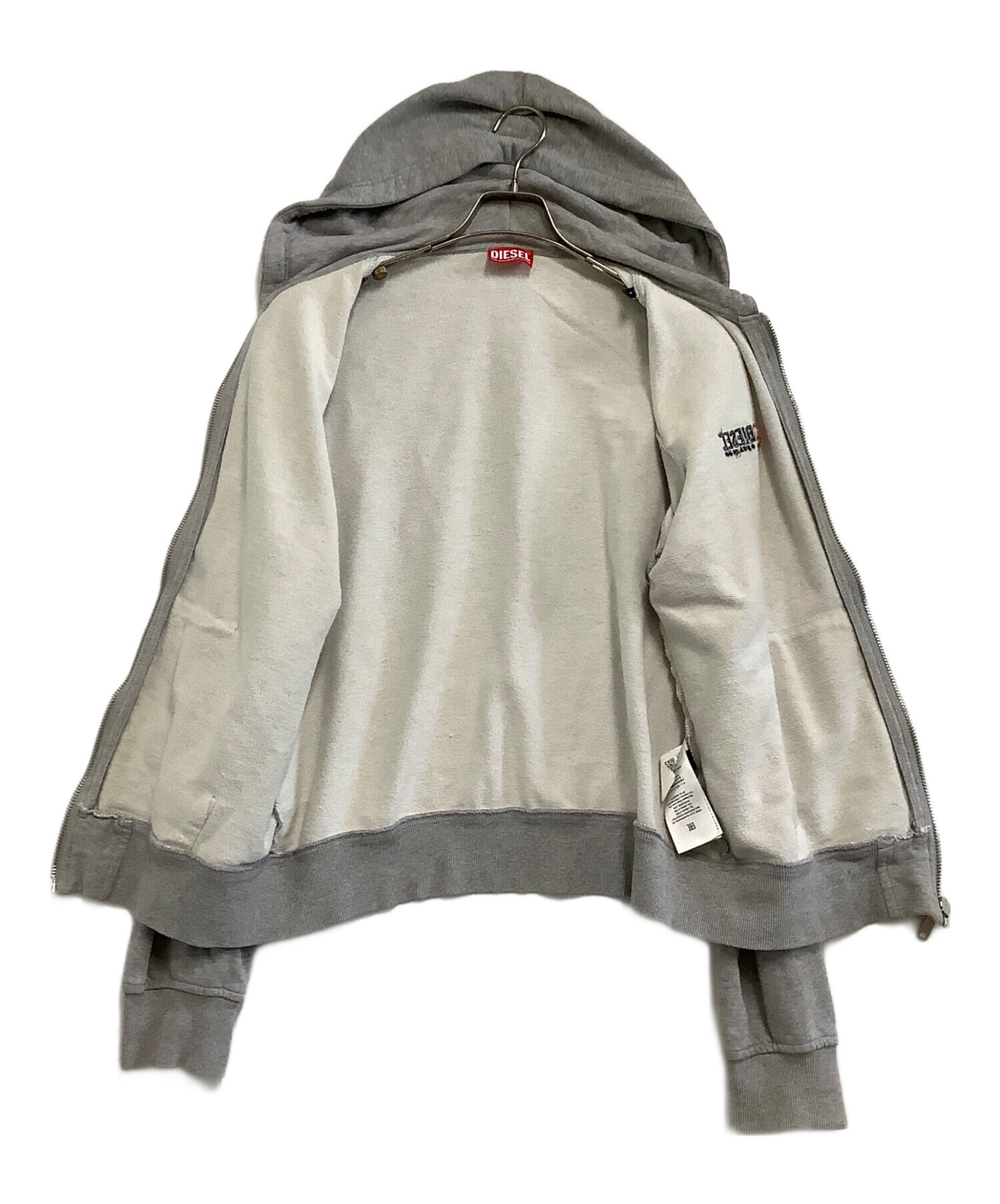 中古・古着通販】DIESEL (ディーゼル) ジップパーカー 刺繍ロゴ グレー