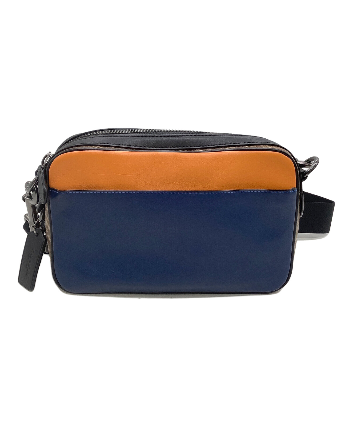 中古・古着通販】COACH (コーチ) ショルダーバッグ オレンジ×ネイビー 