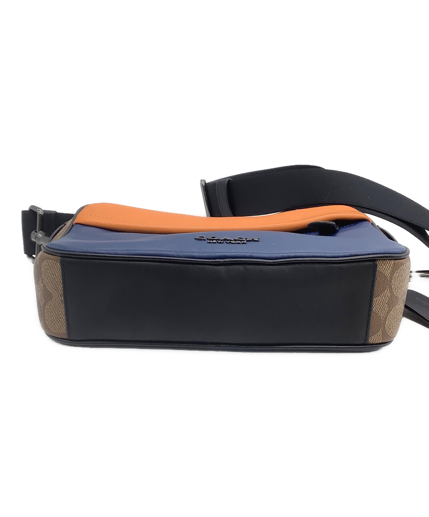 中古・古着通販】COACH (コーチ) ショルダーバッグ オレンジ×ネイビー 