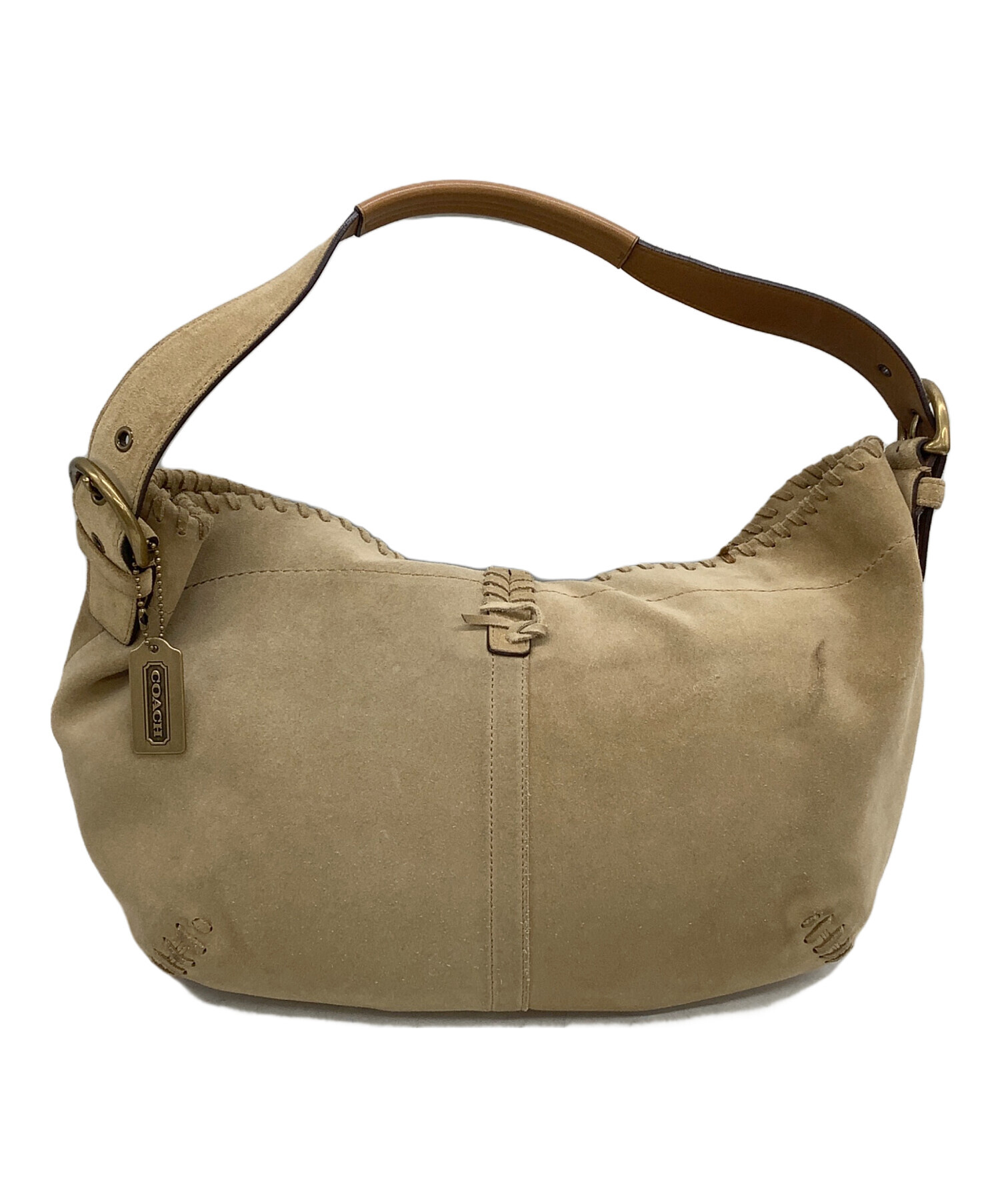 中古・古着通販】COACH (コーチ) ショルダーバッグ スウェード カーキ
