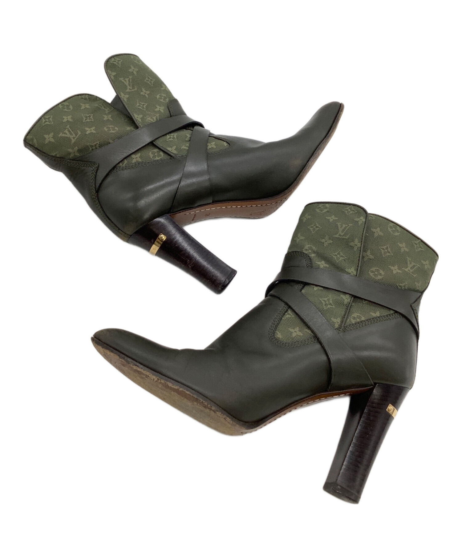 Louis vuitton アンクルストラップモノグラムサイドゴアブーツ85茶 Louis vuitton アンクルストラップモノグラムサイドゴアブーツ85
