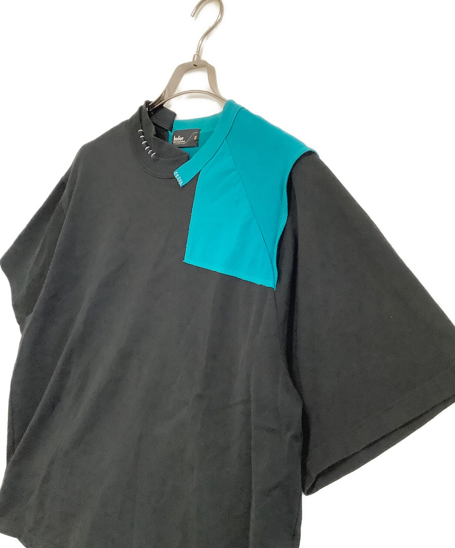 中古・古着通販】KOLOR (カラー) 半袖Tシャツ ブラック×グリーン 