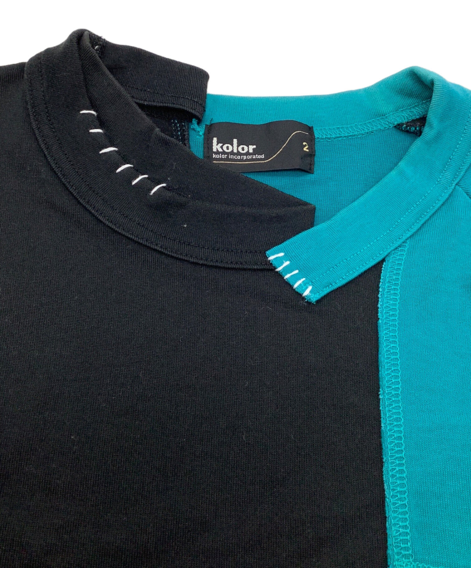中古・古着通販】KOLOR (カラー) 半袖Tシャツ ブラック×グリーン 