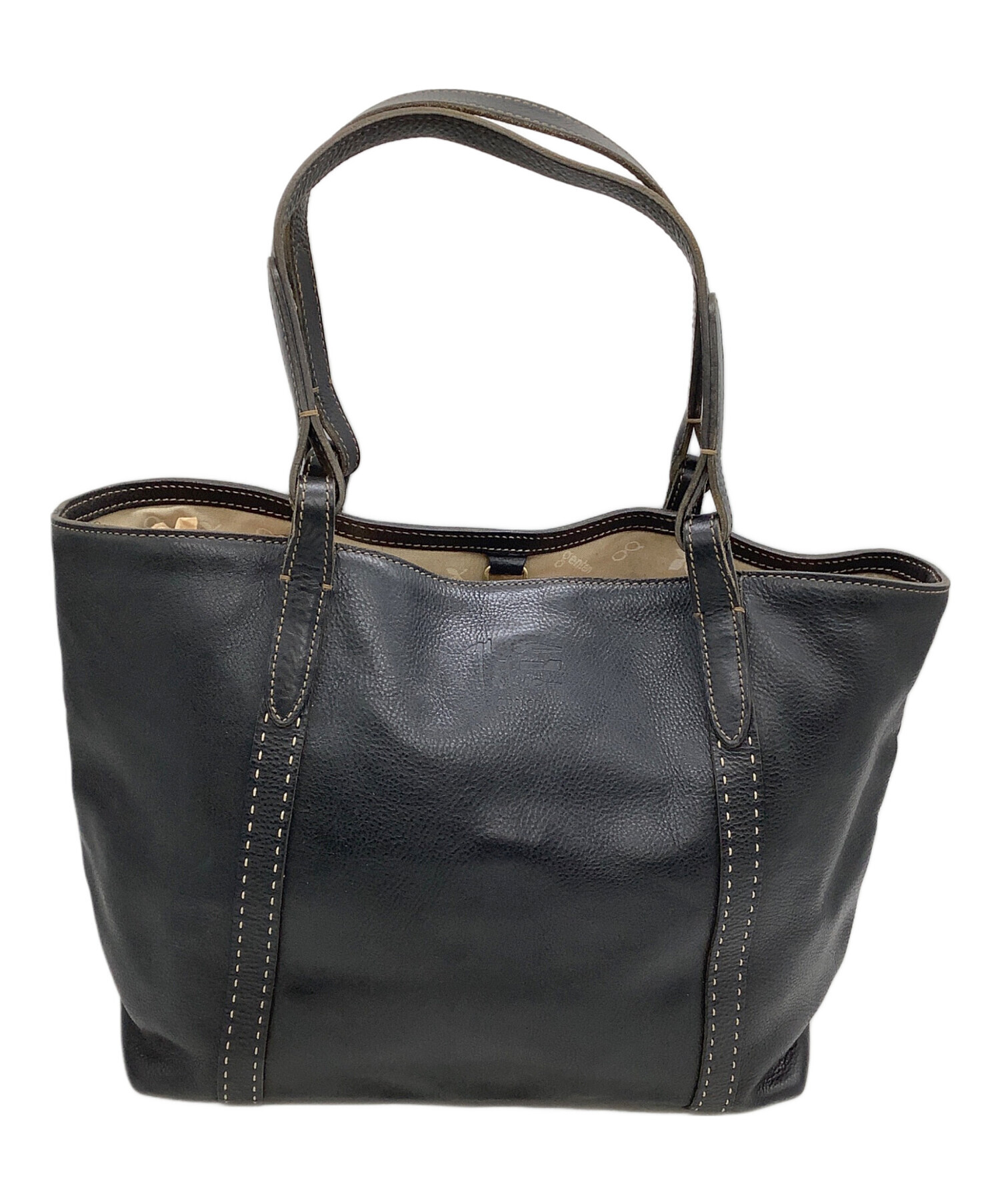 中古・古着通販】genten (ゲンテン) レザートートバッグ ブラック 