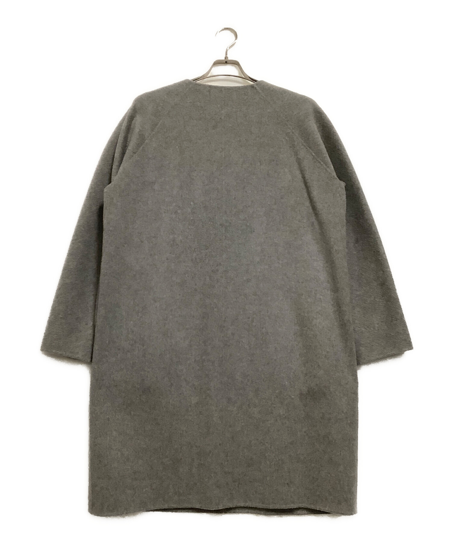 Theory ノーカラーコート グレー theory luxe カシミヤ混 リバーコート