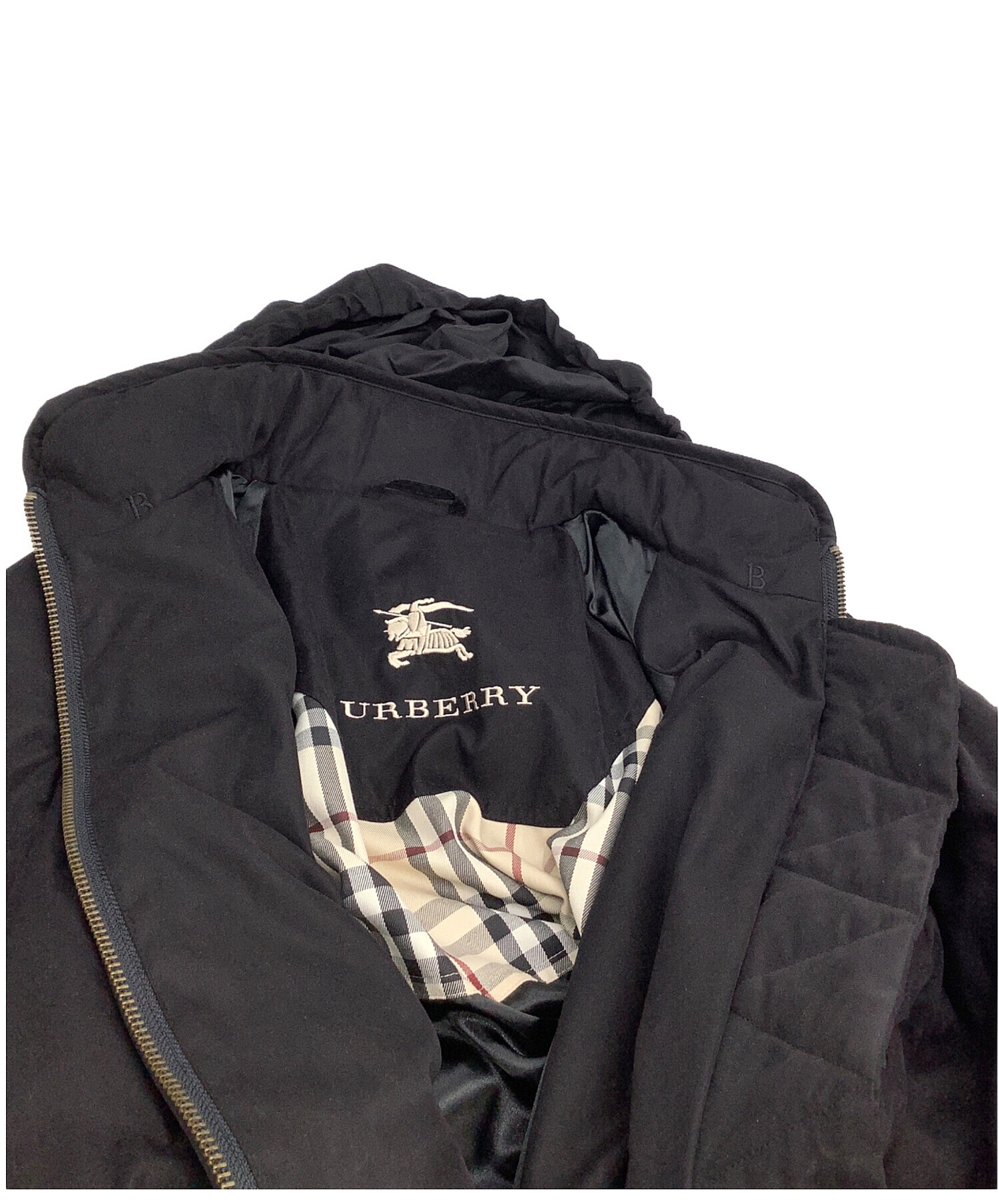 BURBERRY LONDON バーバリーロンドン　襟レザー　中綿入り　コート 中古・古着通販】BURBERRY LONDON (バーバリーロンドン) 中綿コート