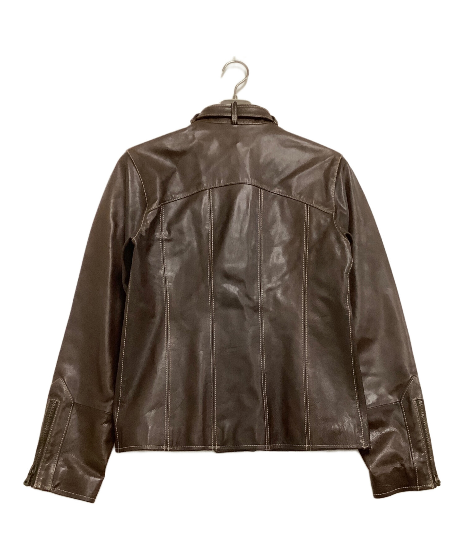 中古 DOLCE & GABBANA ドルガバ ブラウン レザージャケット 44 中古・古着通販】DOLCE & GABBANA (ドルチェ＆ガッバーナ) レザー