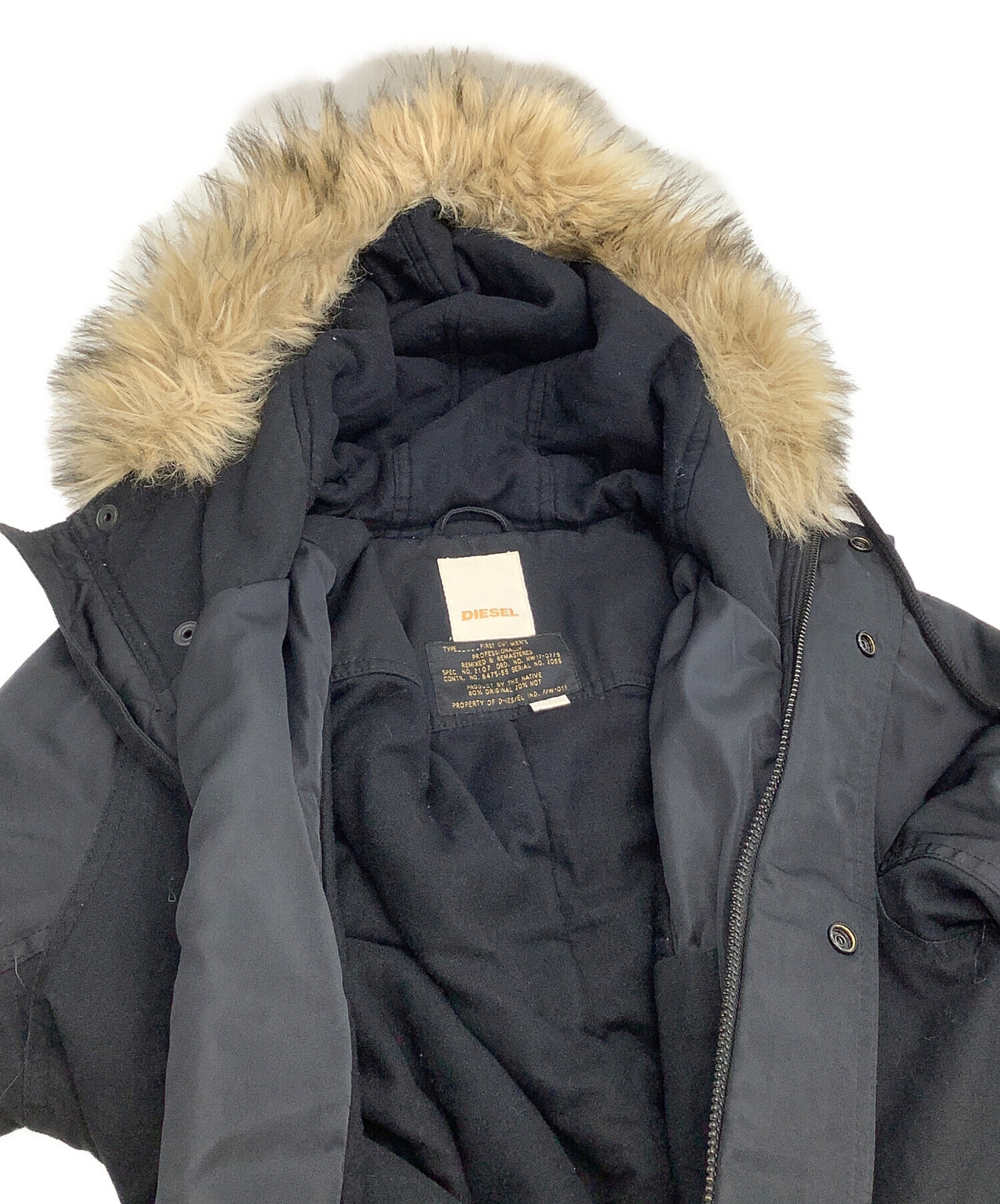 中古・古着通販】DIESEL (ディーゼル) フェイクファーミリタリーコート 