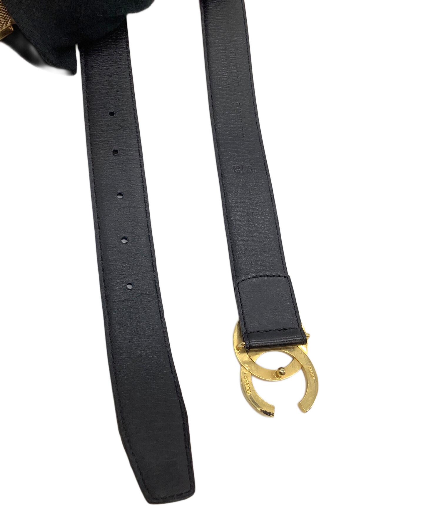 中古・古着通販】CHANEL (シャネル) レザーベルト ココマーク ブラック