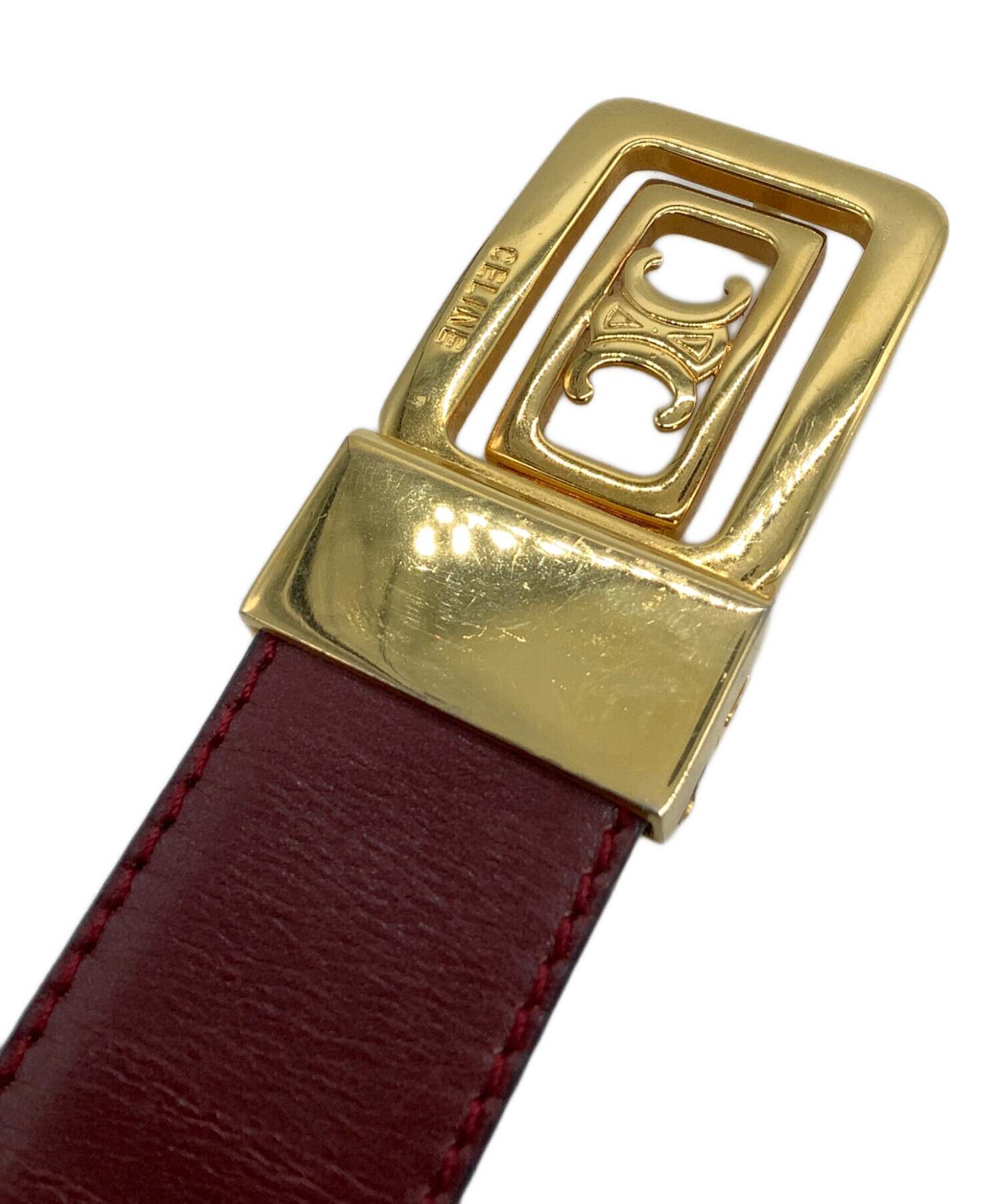 中古・古着通販】CELINE (セリーヌ) レザーベルト トリオンフ ワイン