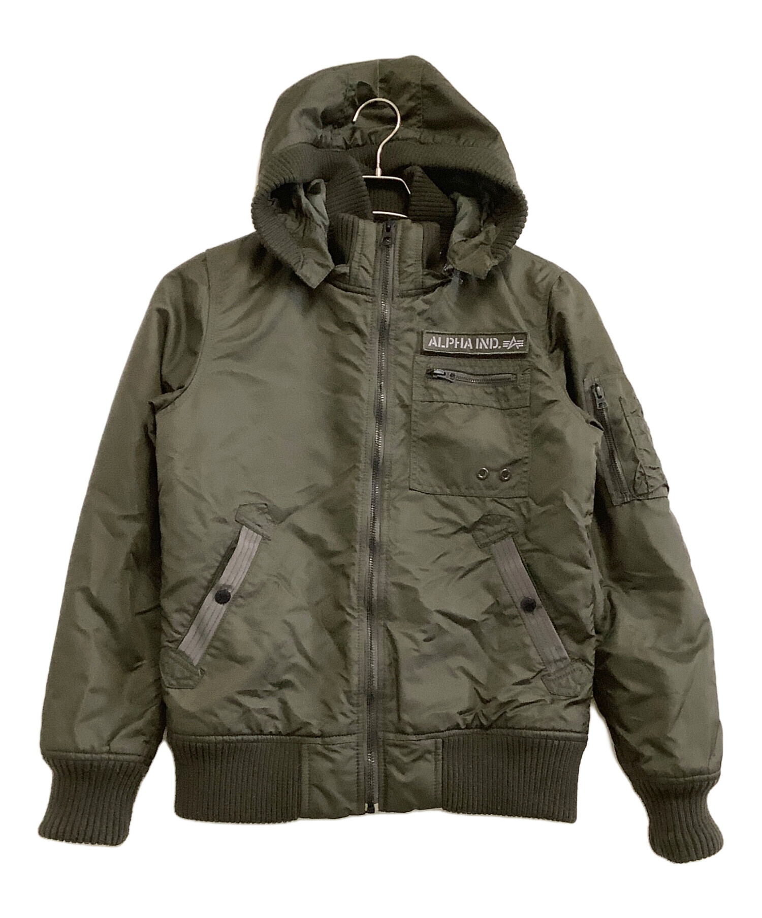 カーキ ミリタリージャケット フリーサイズ 中古・古着通販】ALPHA INDUSTRIES (アルファインダストリーズ