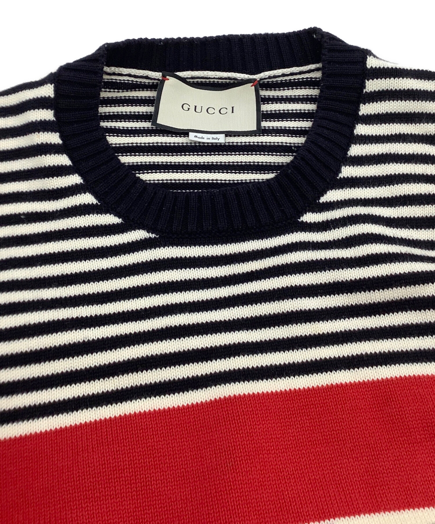 中古・古着通販】GUCCI (グッチ) ニット ホワイト×レッド サイズ:XL 
