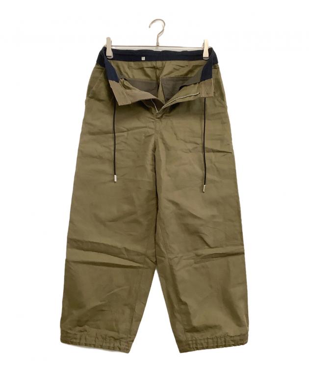sacai 22ss ドローストリングスパンツ サイズ2 カーキ 中古・古着通販】sacai (サカイ) スラックス 22SS コットンリネン